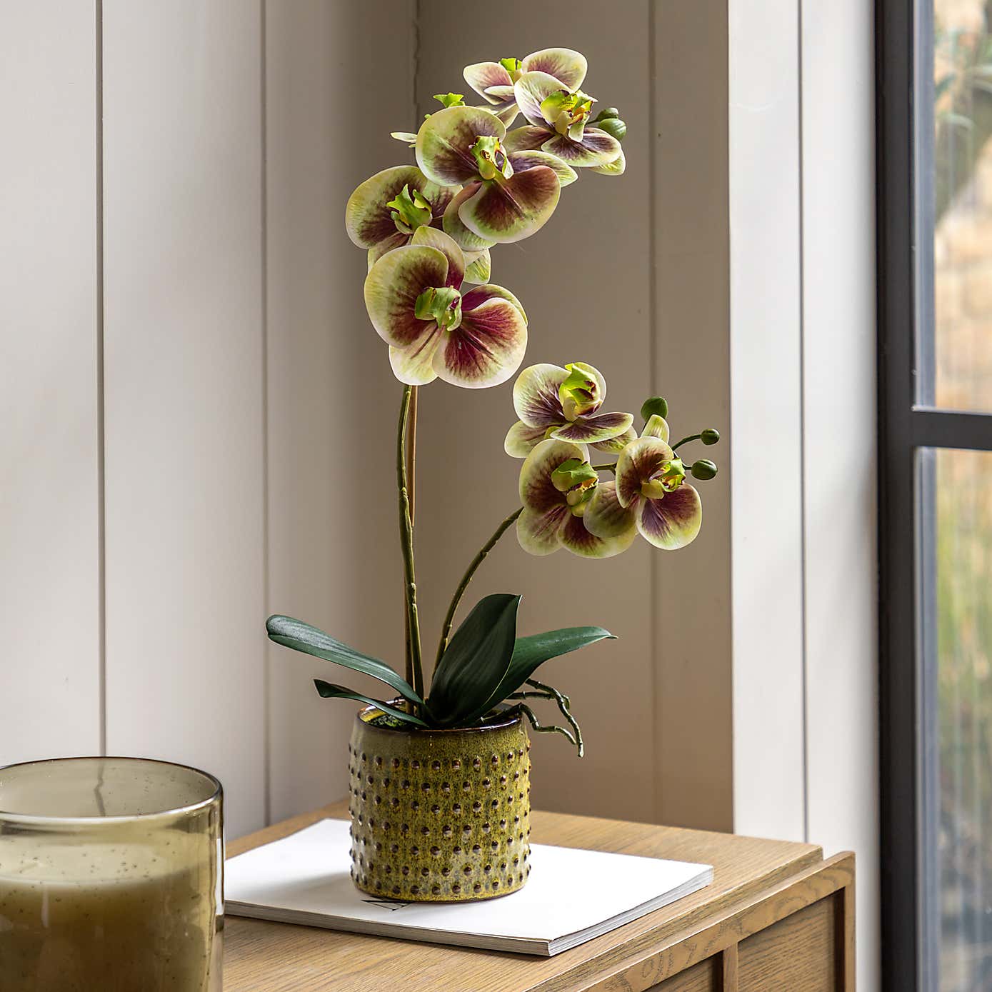 Artificial Multicolour Orchid in Ceramic Pot