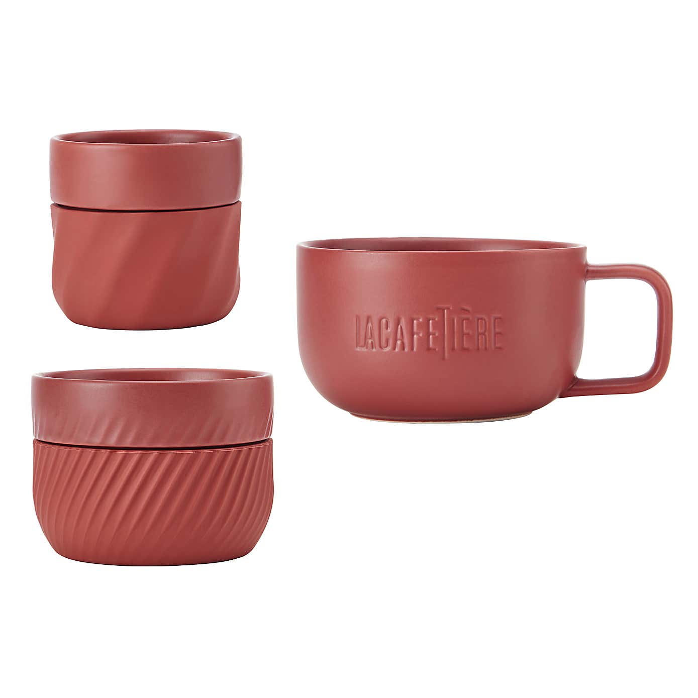 La Cafetiere 3 Piece Red Porcelain Mug Set