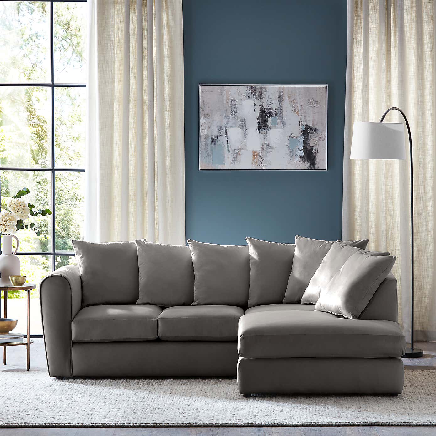 Blake Opulent Velvet Curved Quilted Arm Corner Sofa