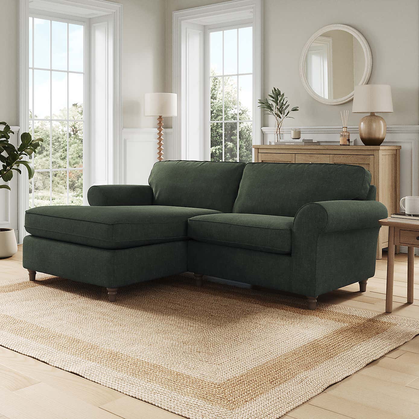 Flori Corner Chaise Sofa, Tonal Plush Chenille