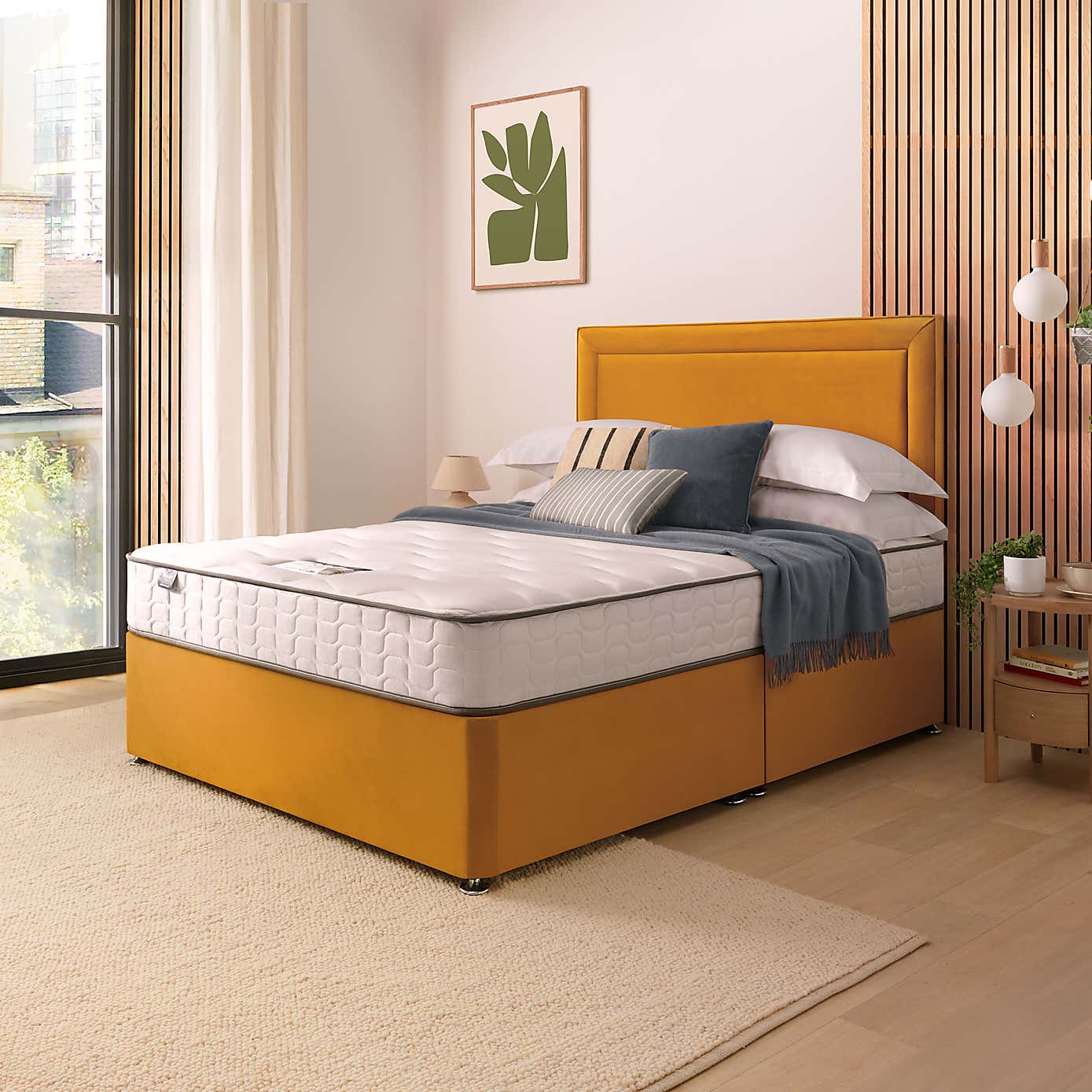Silentnight 2 Drawer Divan Bed With Velvet Malvern Headboard