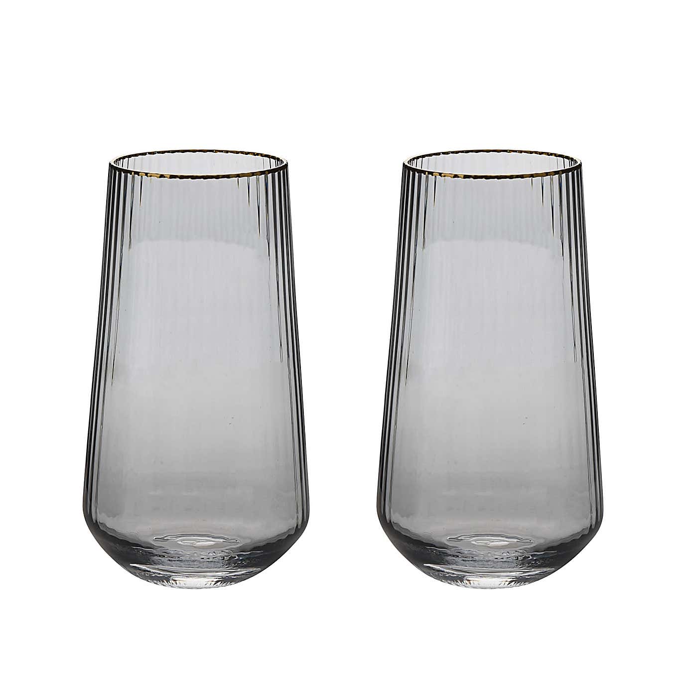 Hestia Set of 2 Hi Ball Glasses with Gold Rim