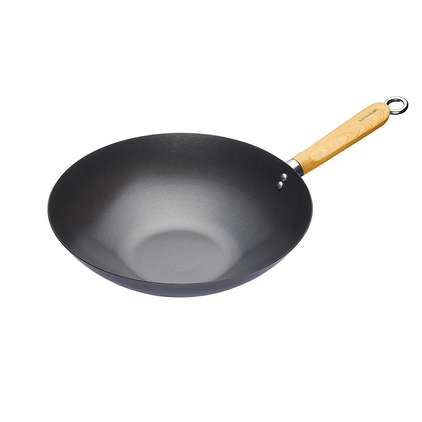 KitchenCraft World of Flavours Oriental Non-Stick Steel Wok, 30cm