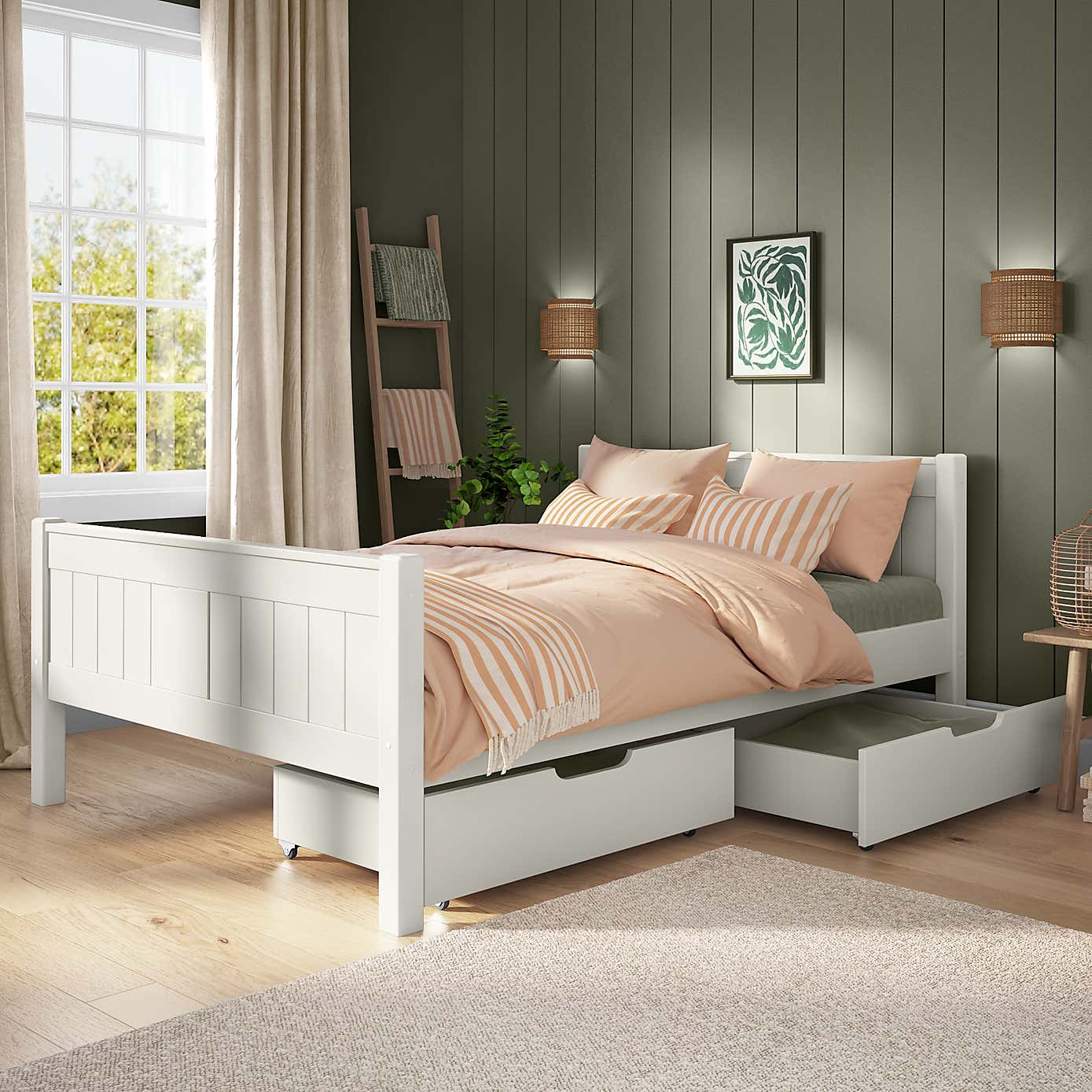 Stompa Pine Bed with 2 Underbed Drawers