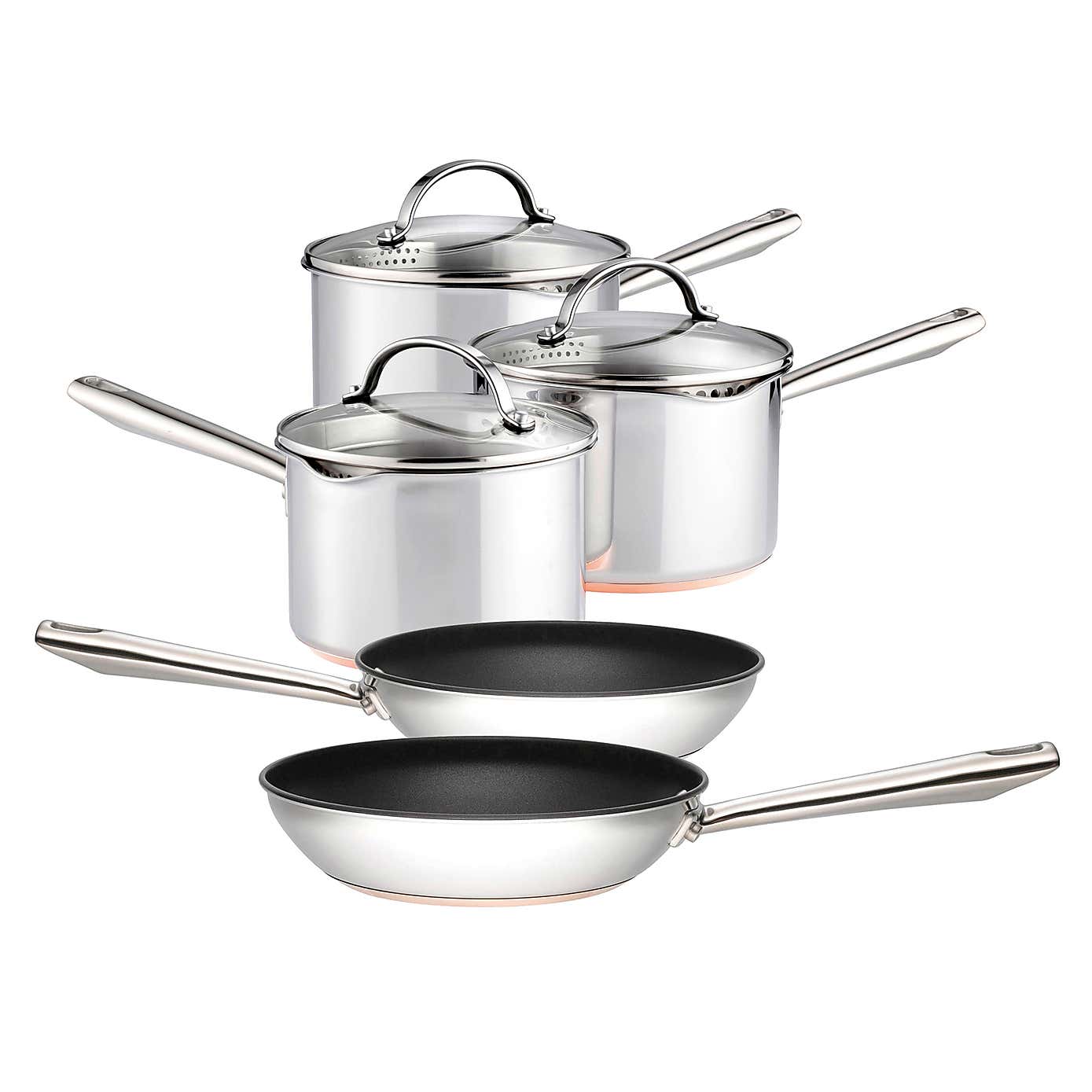 Pro Copper Base Non-Stick Stainless Steel 2 Piece Frying Pan Set