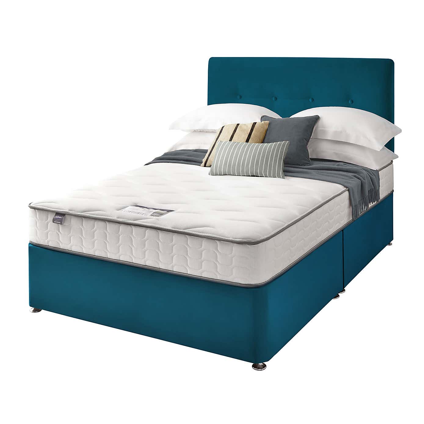 Silentnight 2 Drawer Divan Bed With Velvet Francisco Headboard