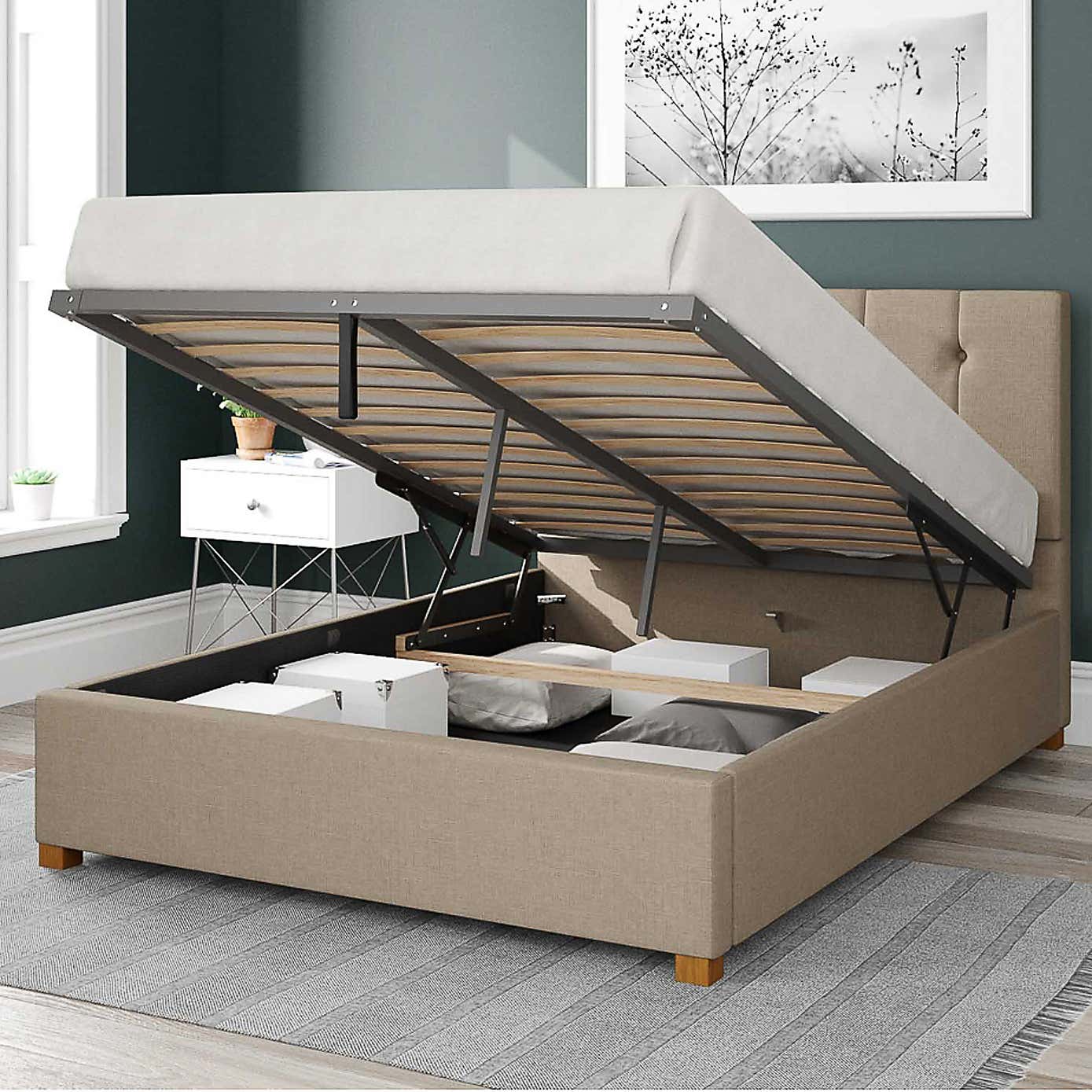 Hepburn Eire Linen Ottoman Bed Frame