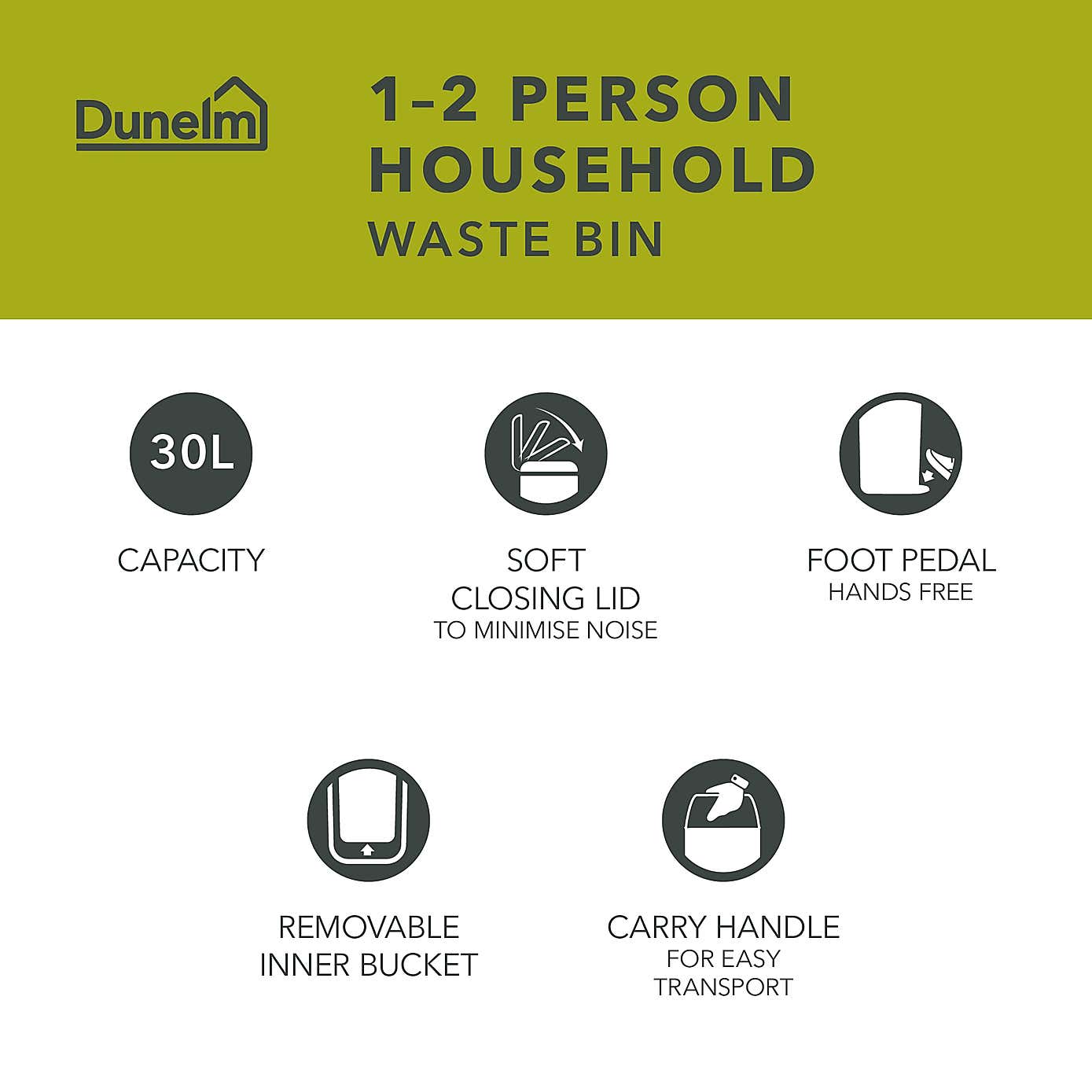 Square Pedal Bin 30L