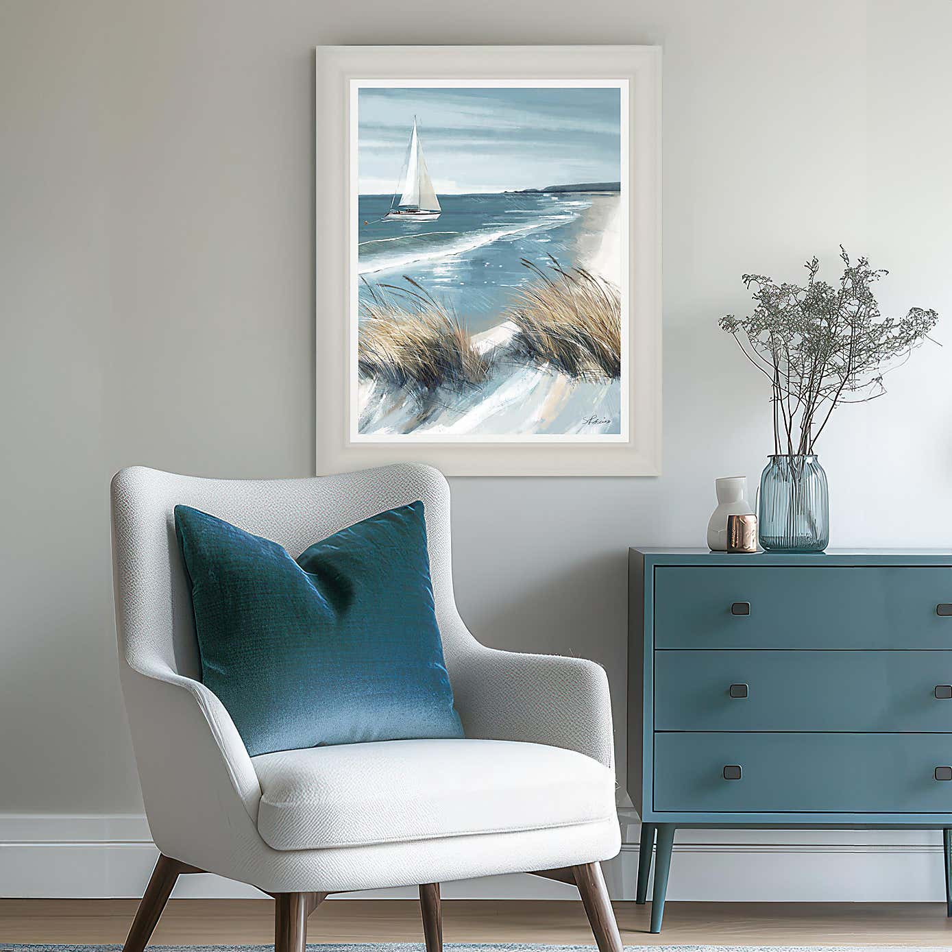 Cedar & Sage White Sails Framed Canvas