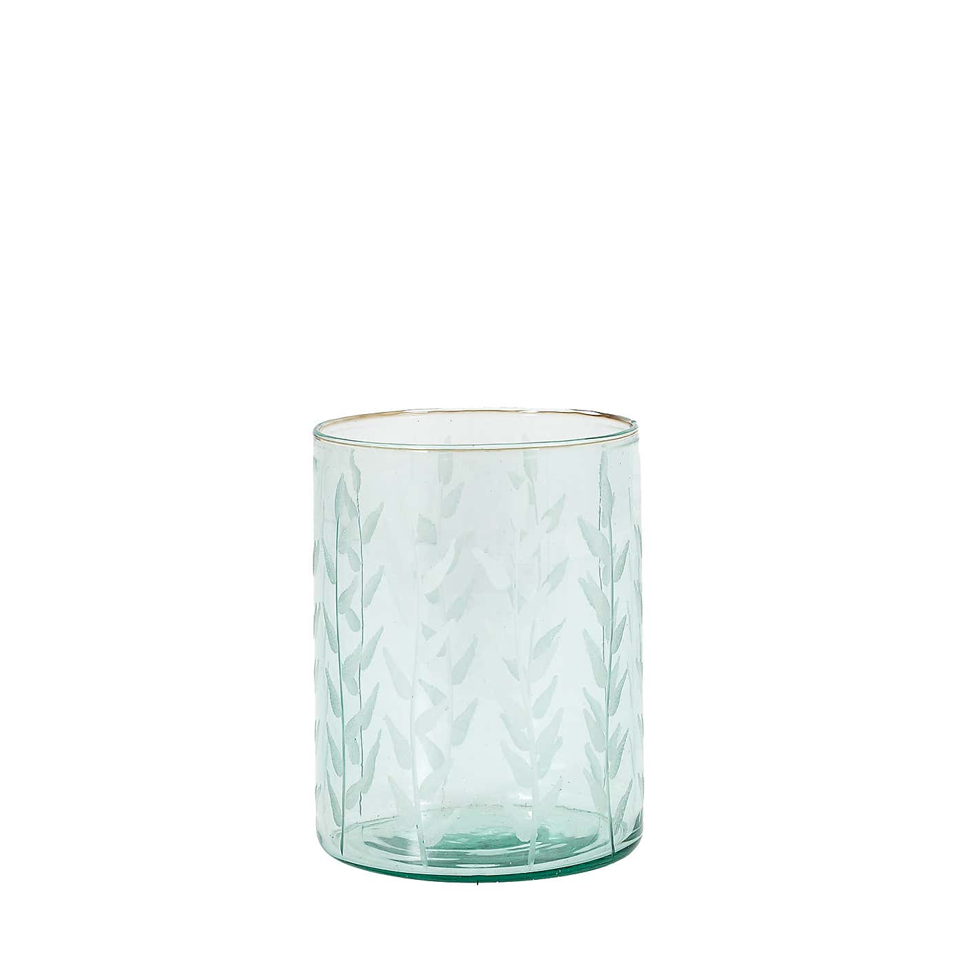 Gedney Leaf Printed Green Glass Vase