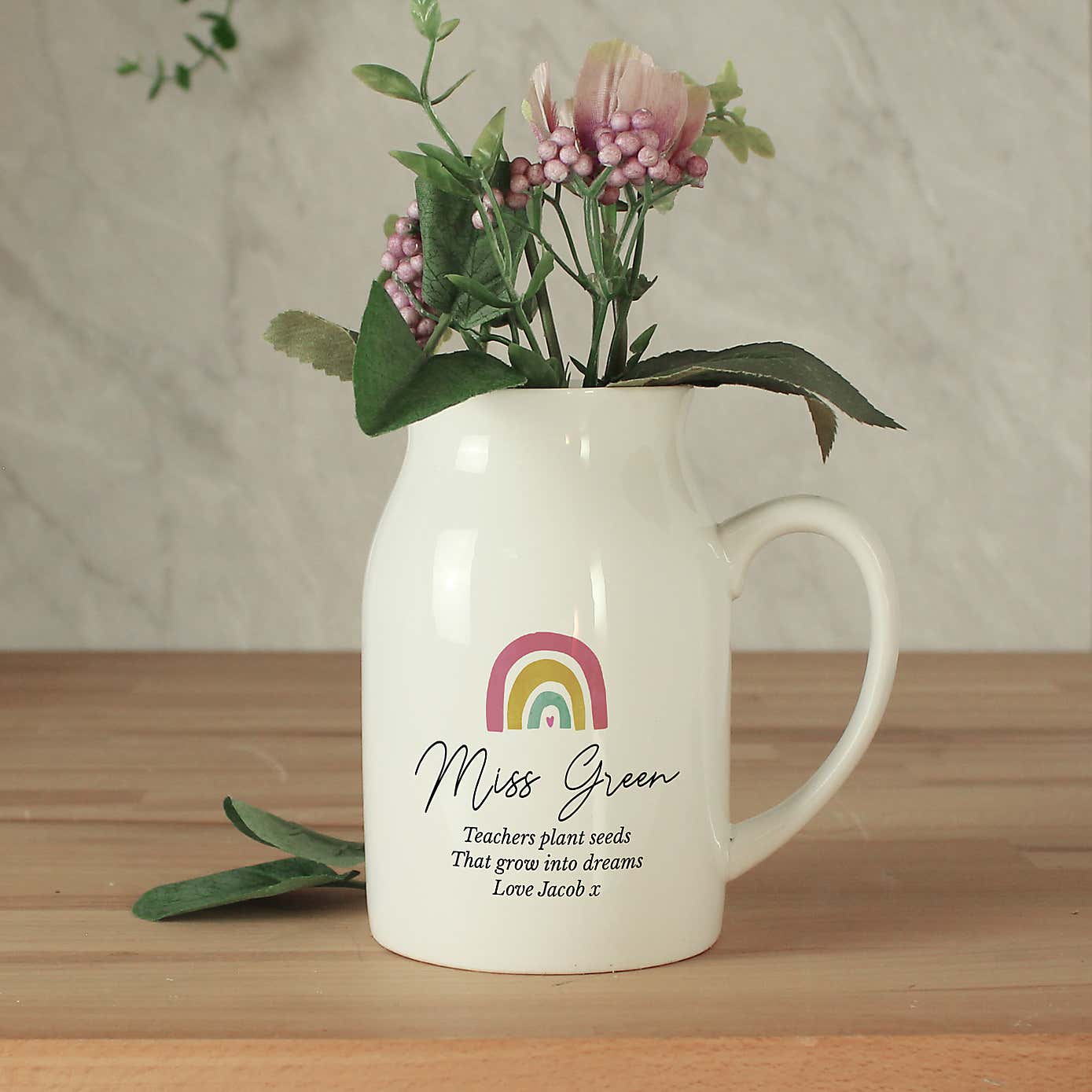 Personalised Rainbow Flower Jug Vase