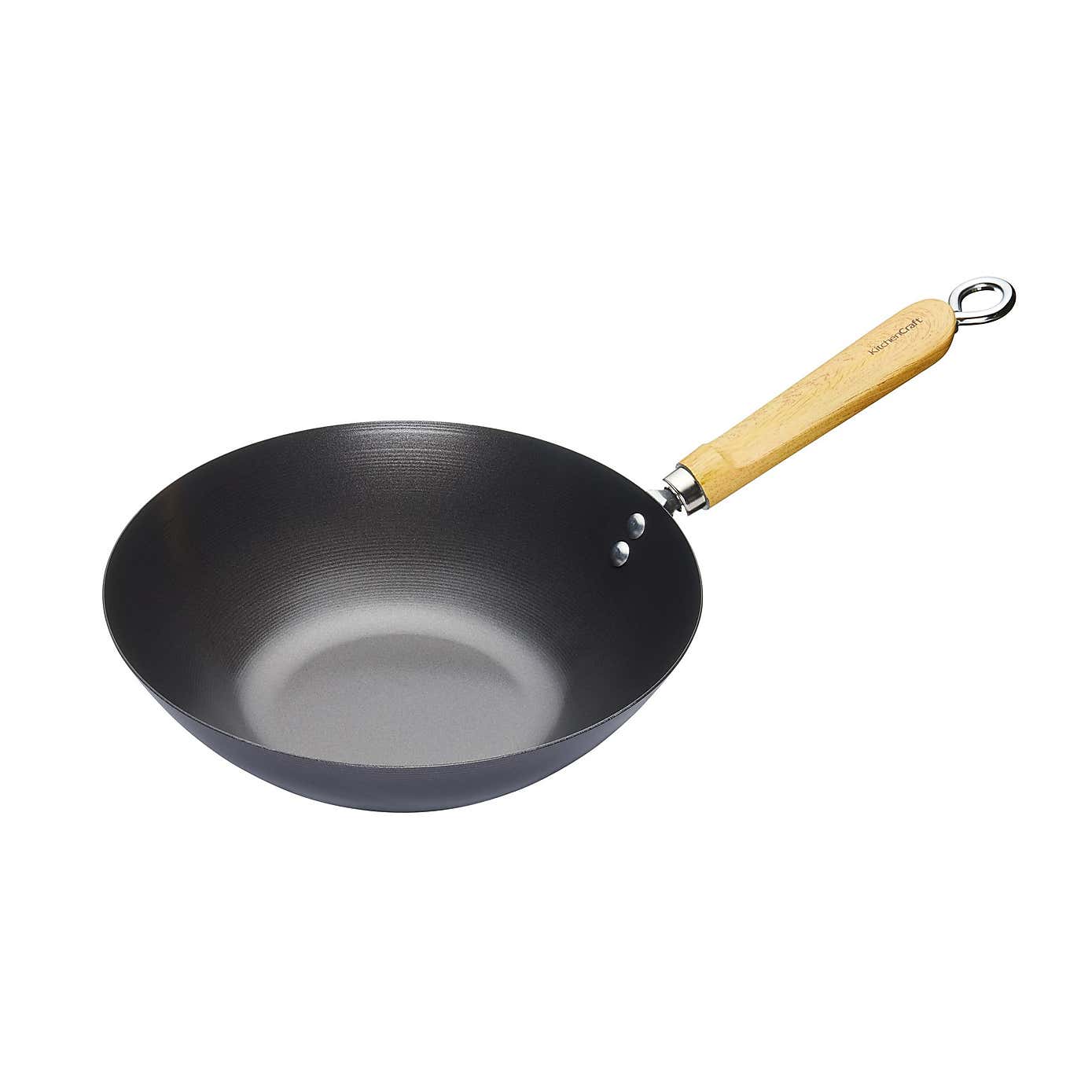 KitchenCraft World of Flavours Oriental Non-Stick Steel Wok, 25cm
