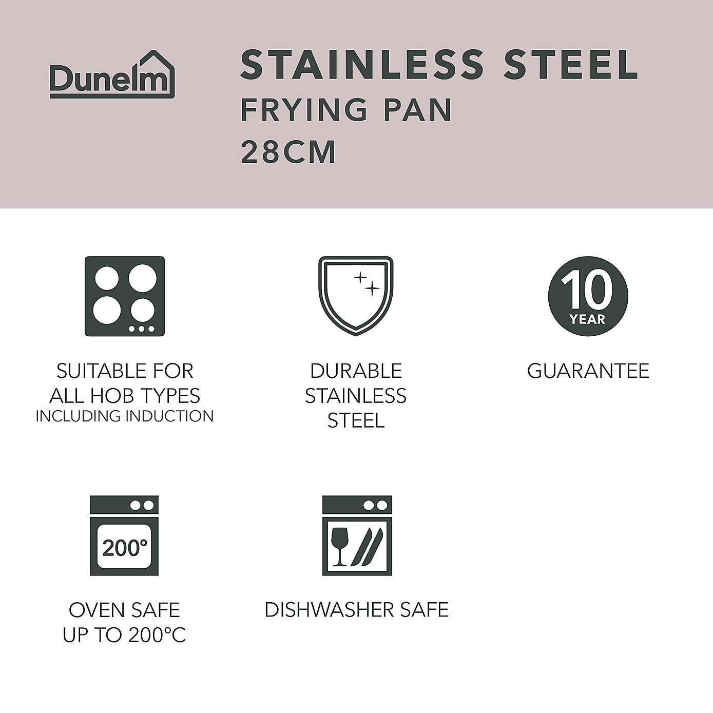 Recycled Stainless Steel Frying Pan, 28cm