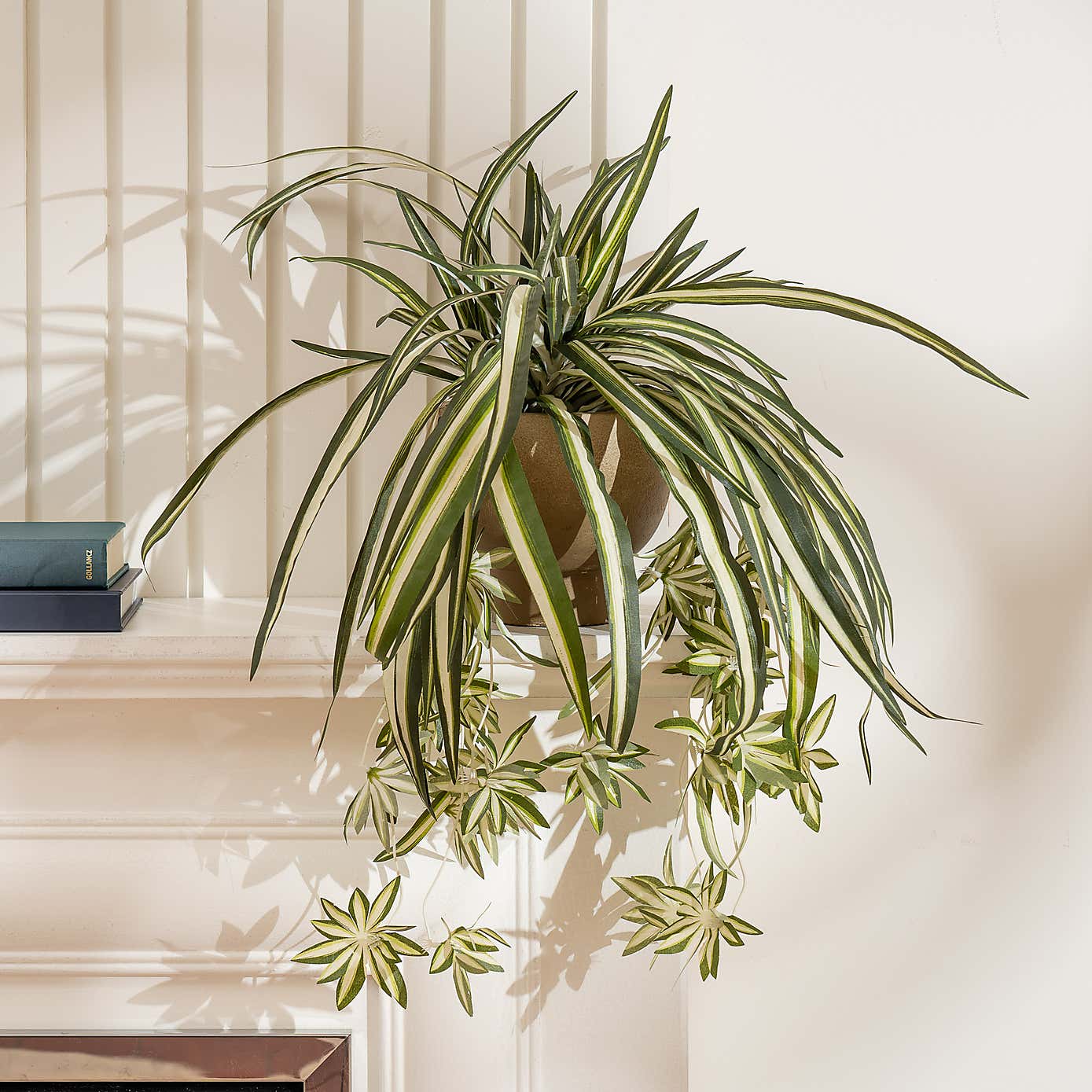 Artificial Spider Plant in Rustic Plant Pot