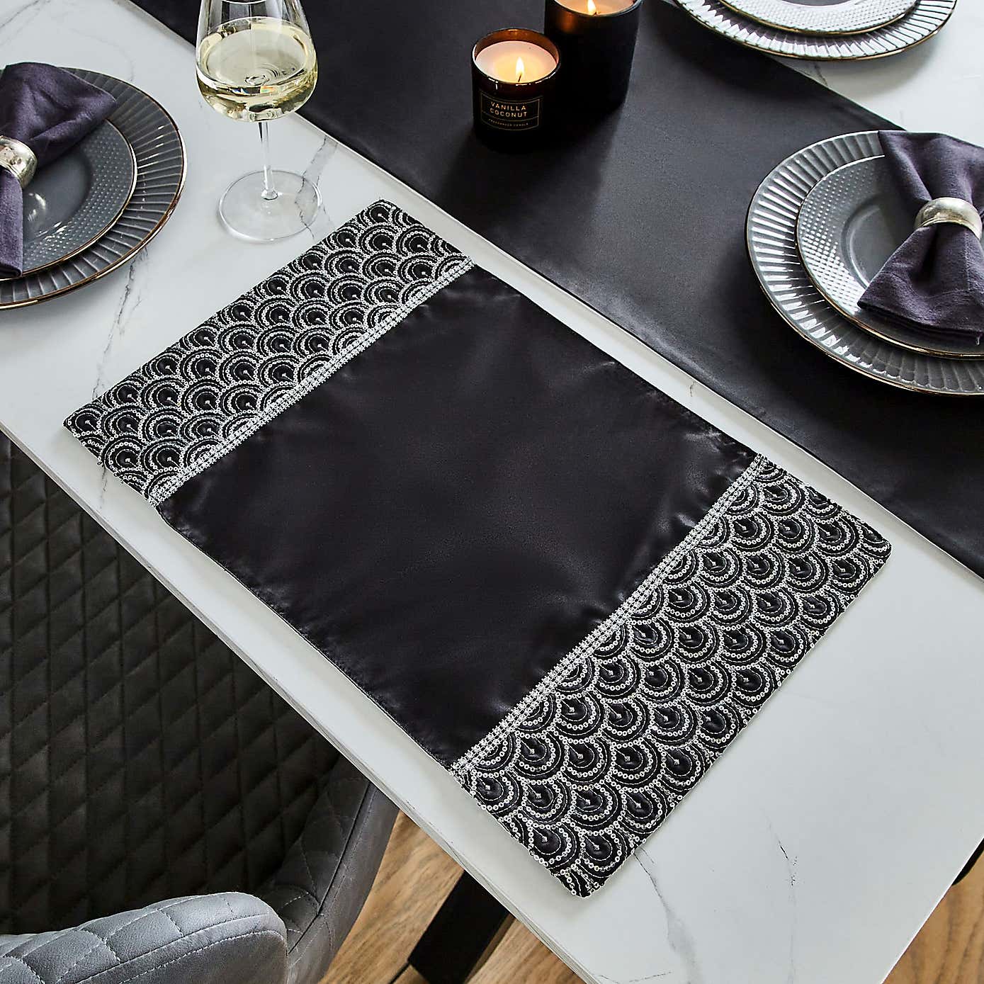 Catherine Lansfield Set of 4 Deco Sequin Placemats