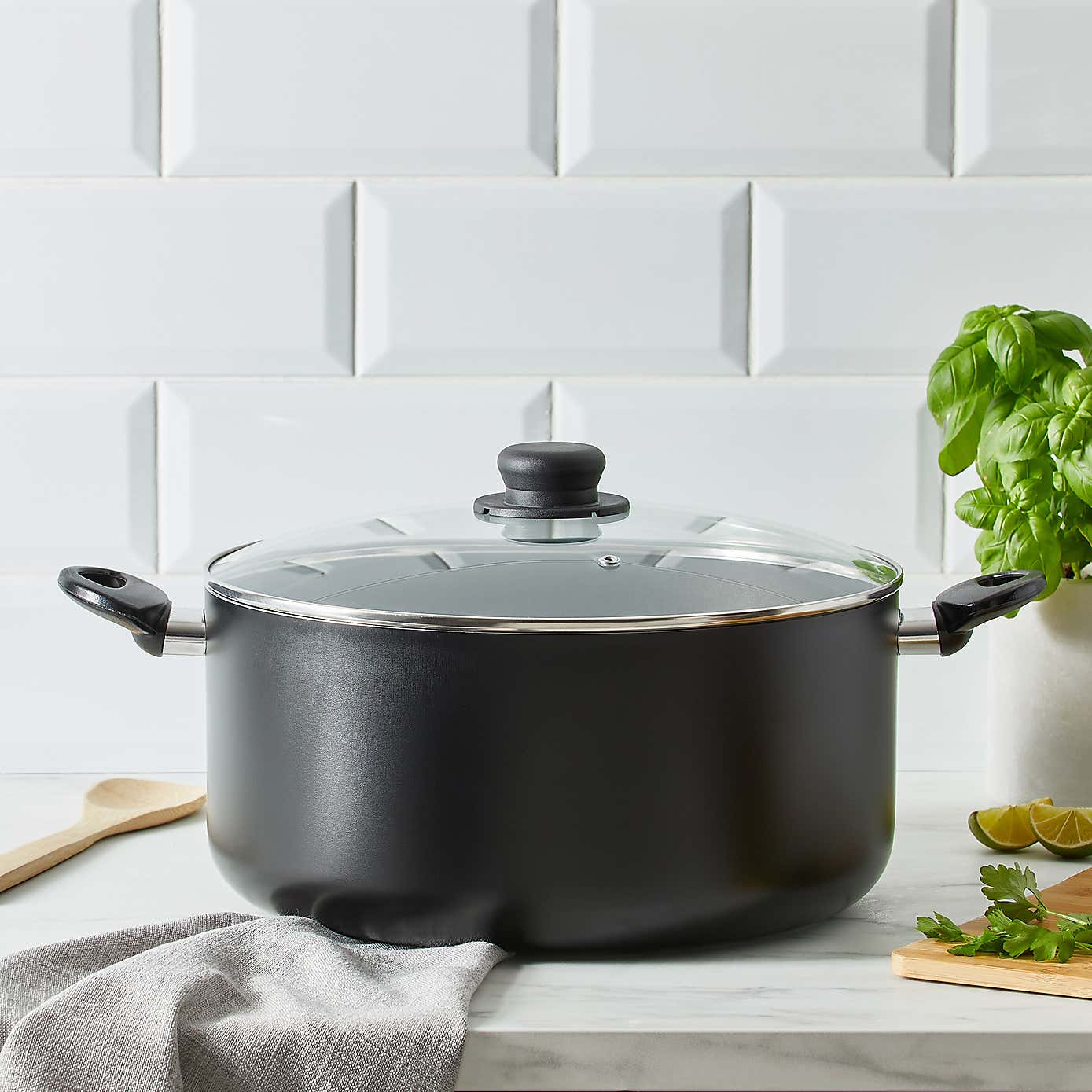 Essentials Non-Stick Aluminium Stock Pot, 32cm