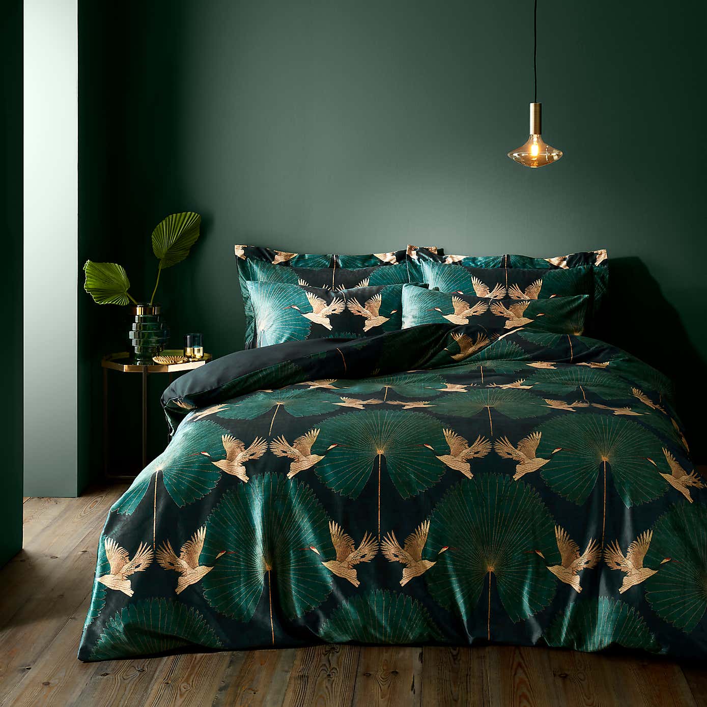 Luxe Cranes Emerald Oxford Pillowcase