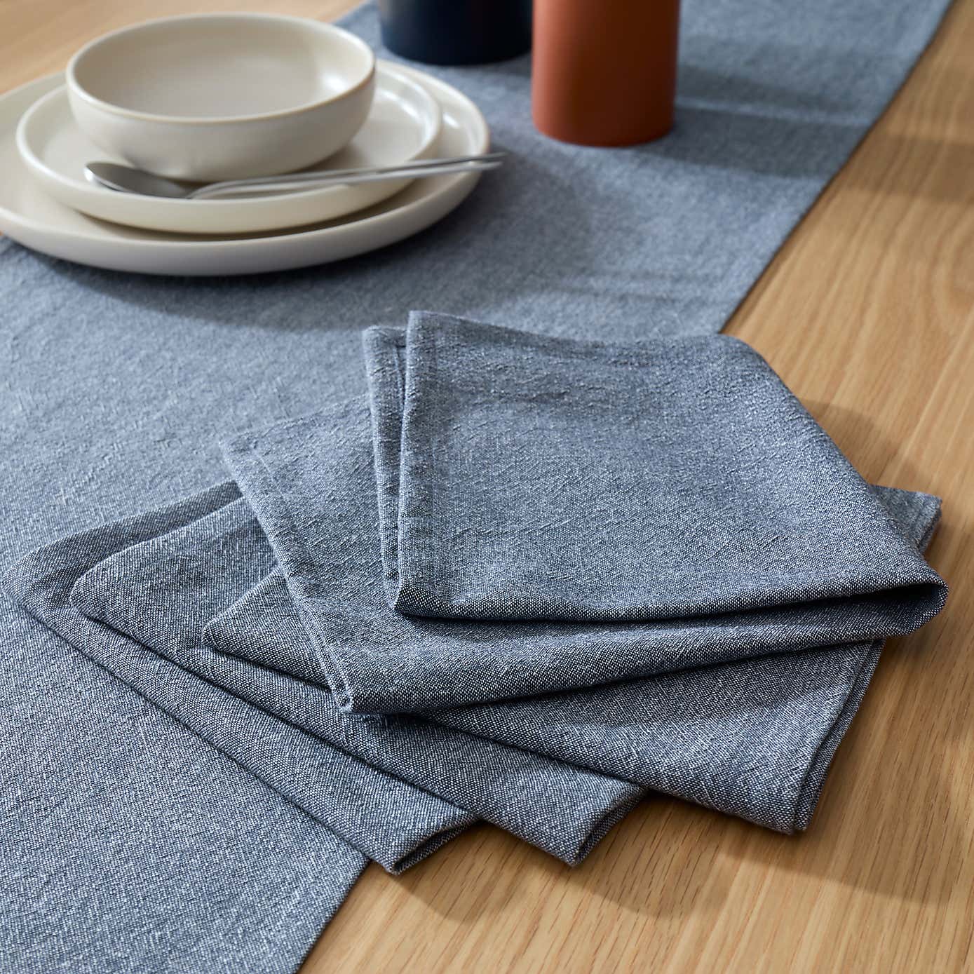 Set of 4 Fairford Navy Cotton Napkins