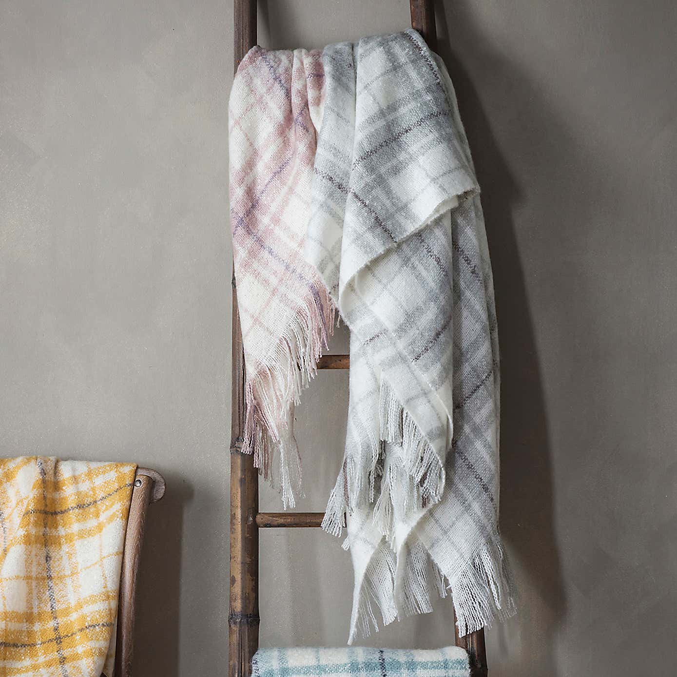 Checked Faux Mohair Throw