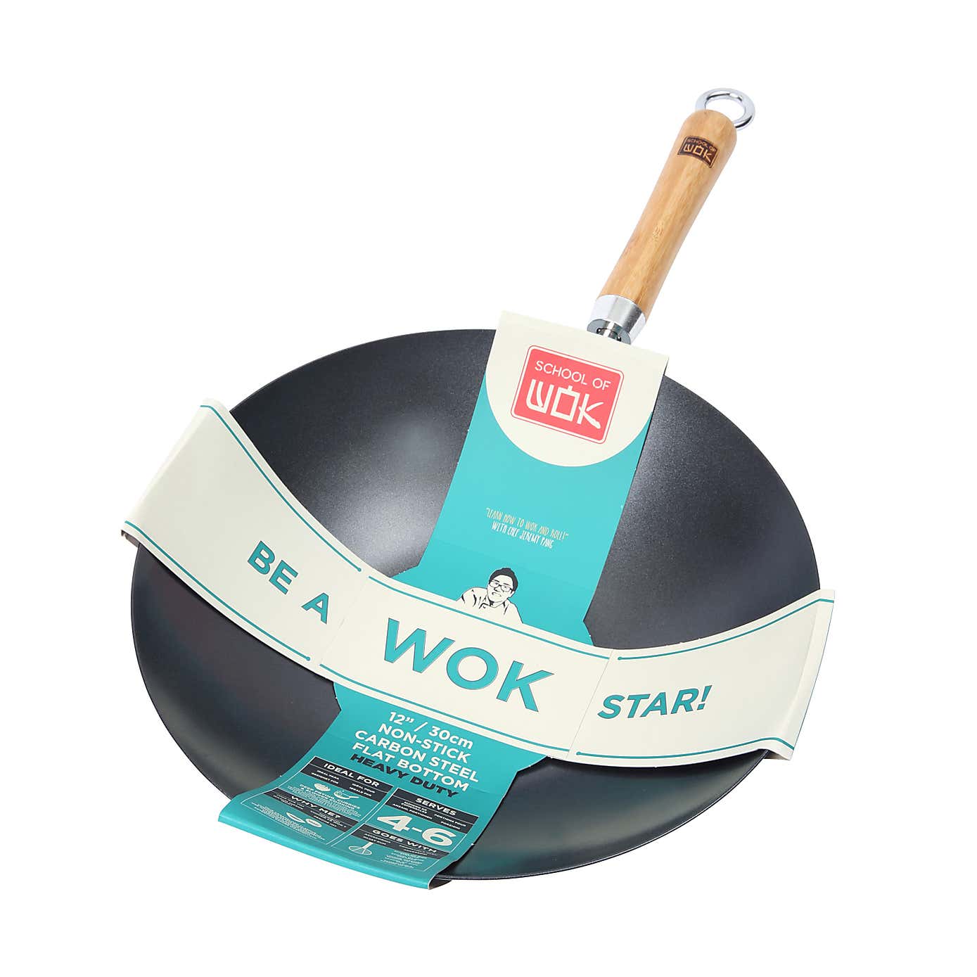 School of Wok 30cm Heavy Duty Non Stick Carbon Steel Wok