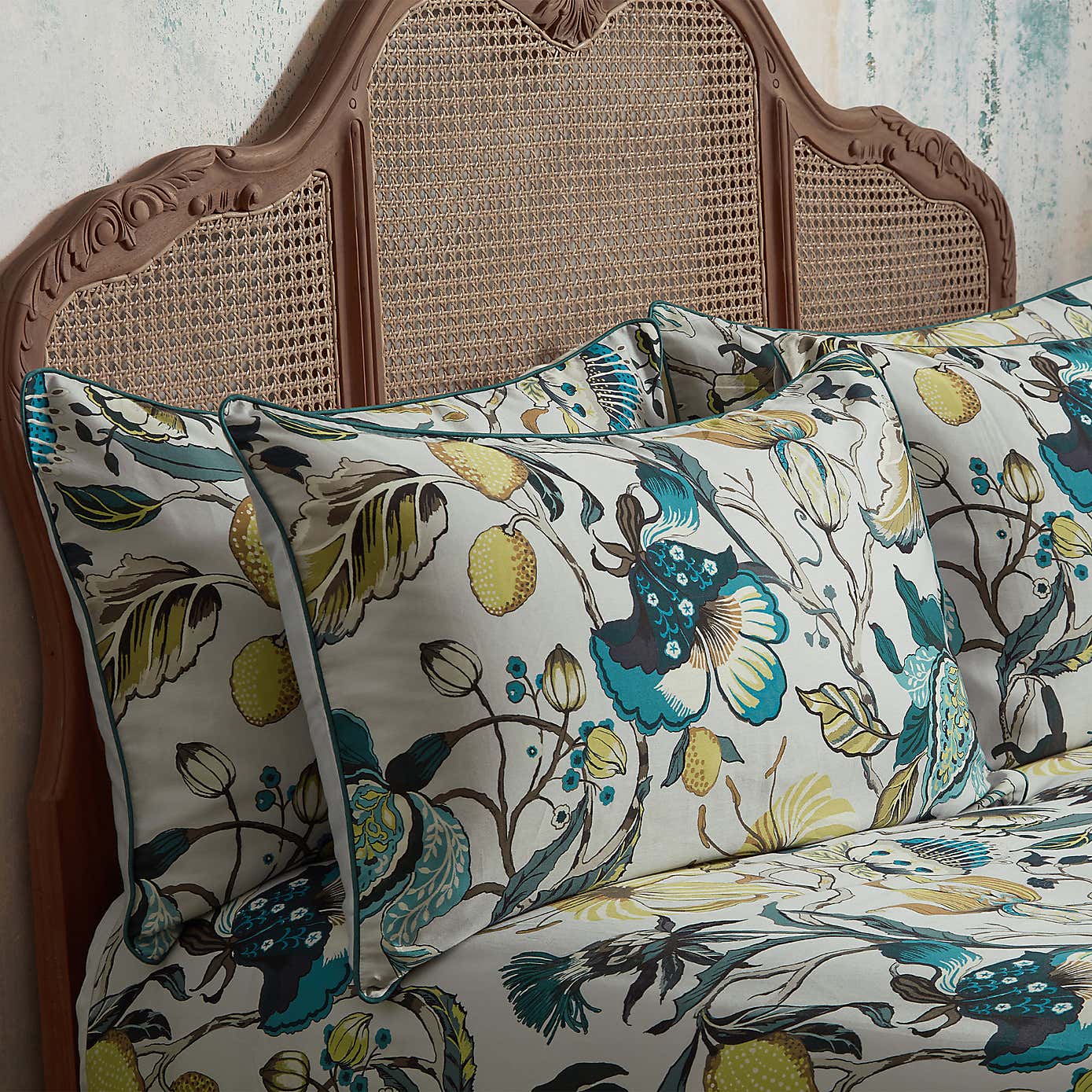 EW by Edinburgh Weavers Morton Floral Teal 100% Cotton Sateen Pillowcase Pair