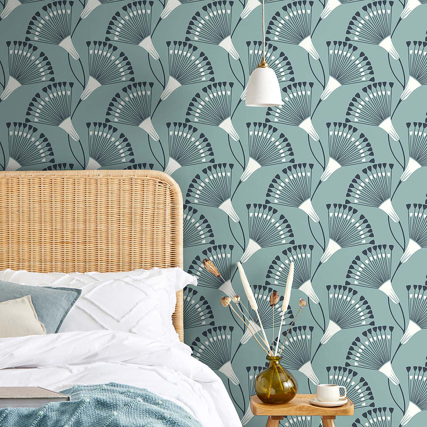 Fan Flower Ochre Wallpaper