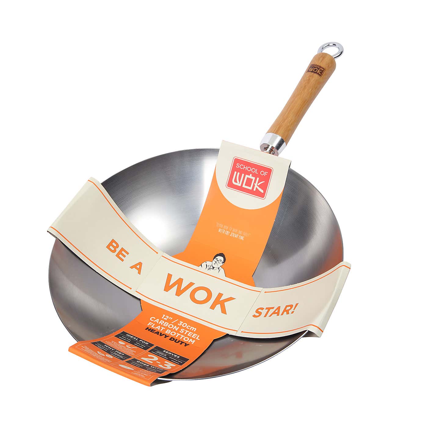 School of Wok 30cm Heavy Duty Uncoated Carbon Steel Wok