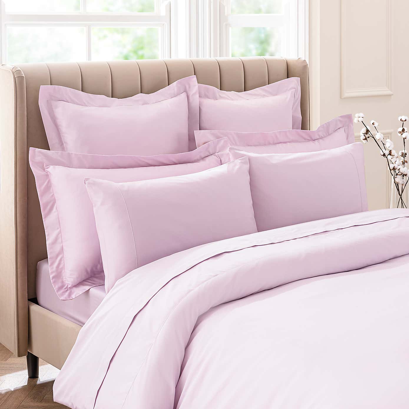 Dorma 300 Thread Count 100% Cotton Sateen Plain Cuffed Pillowcase