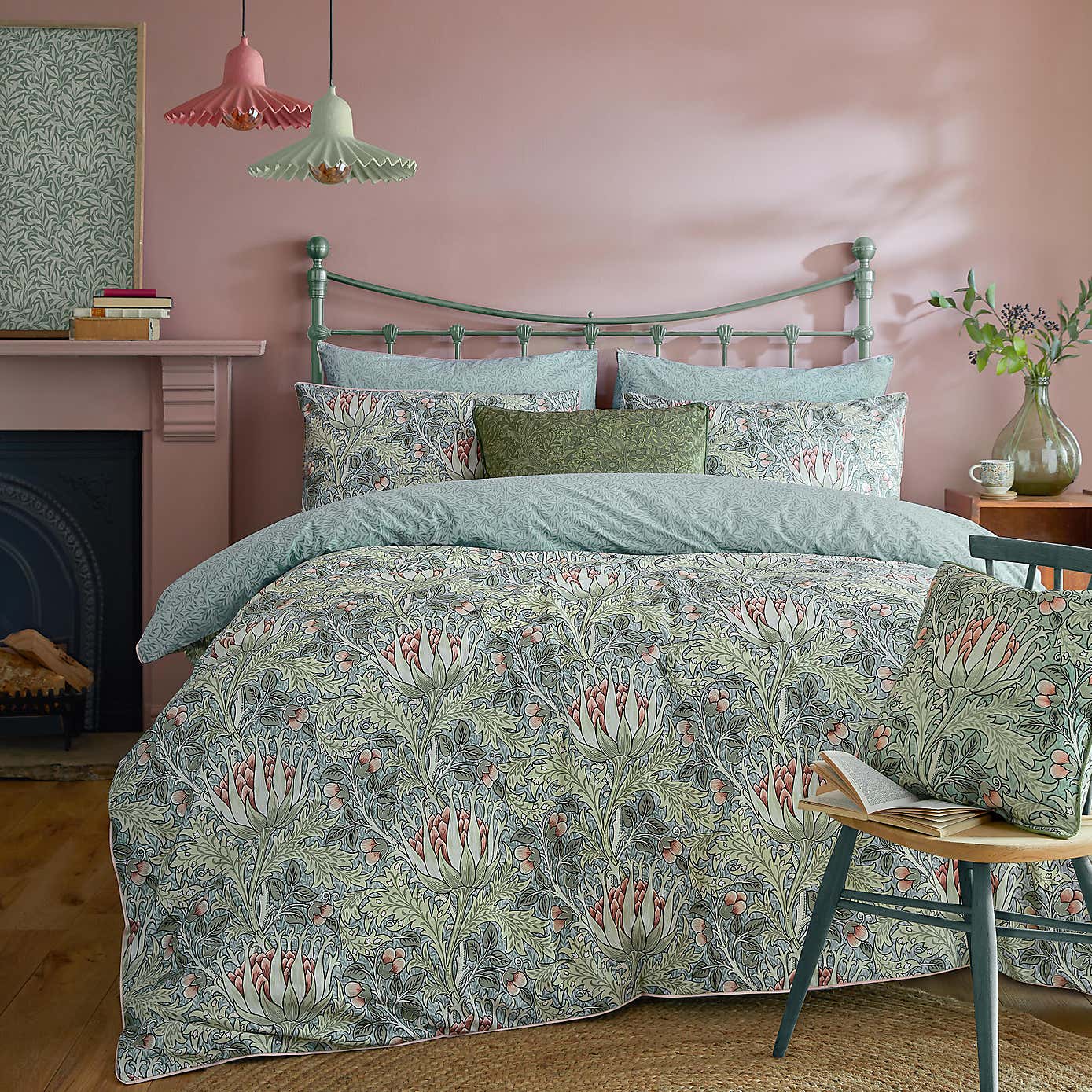 William Morris Artichoke 100% Cotton Duvet Cover and Pillowcase Set