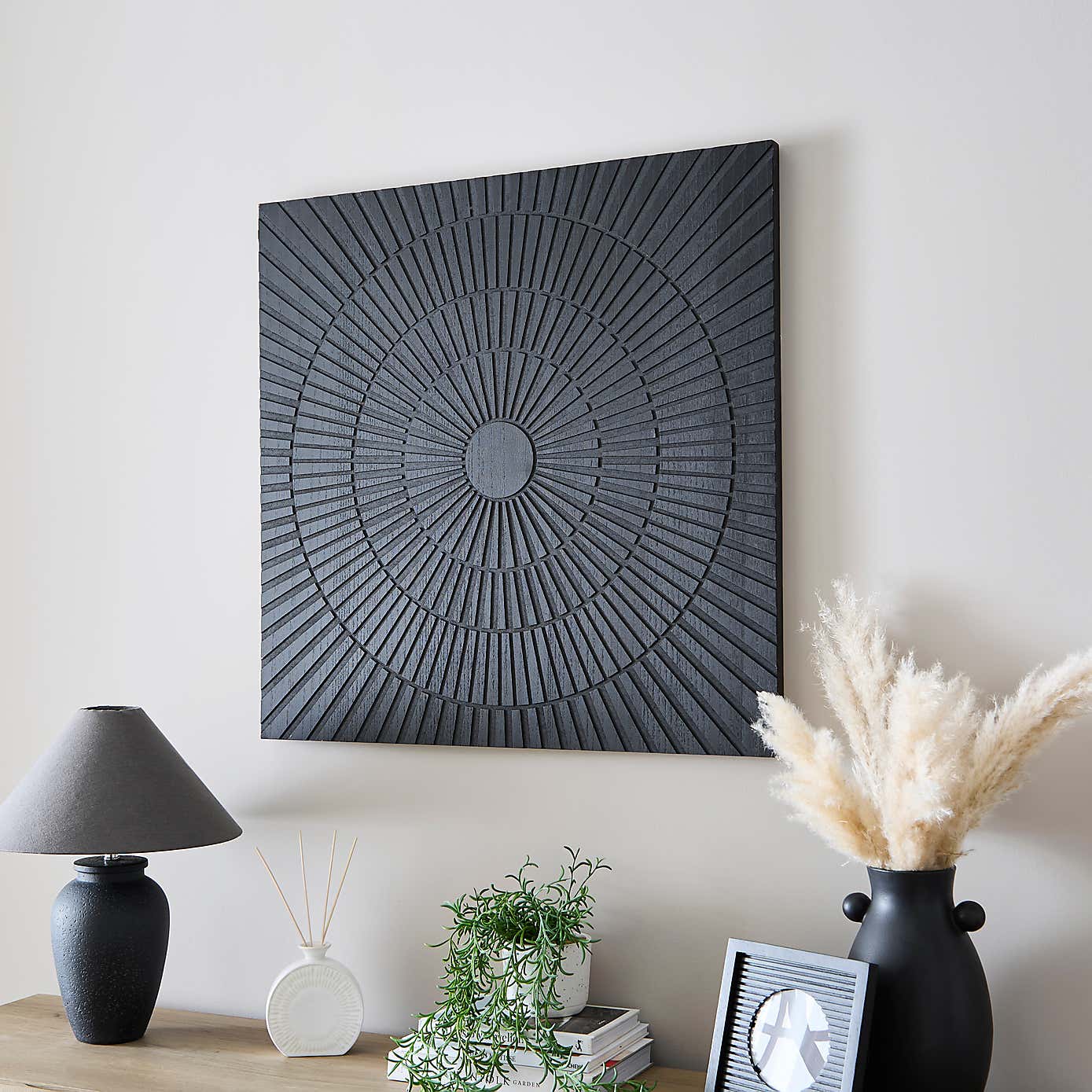 Black Wood Embossed Wall Art