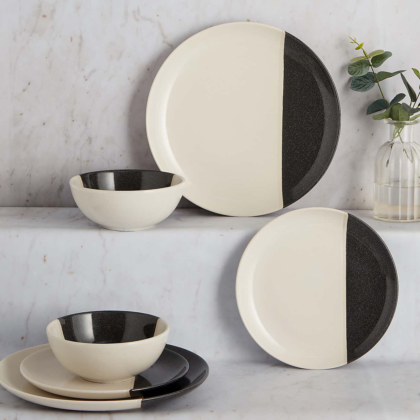 Elements Dipped 12 Piece Dinner Set Ochre