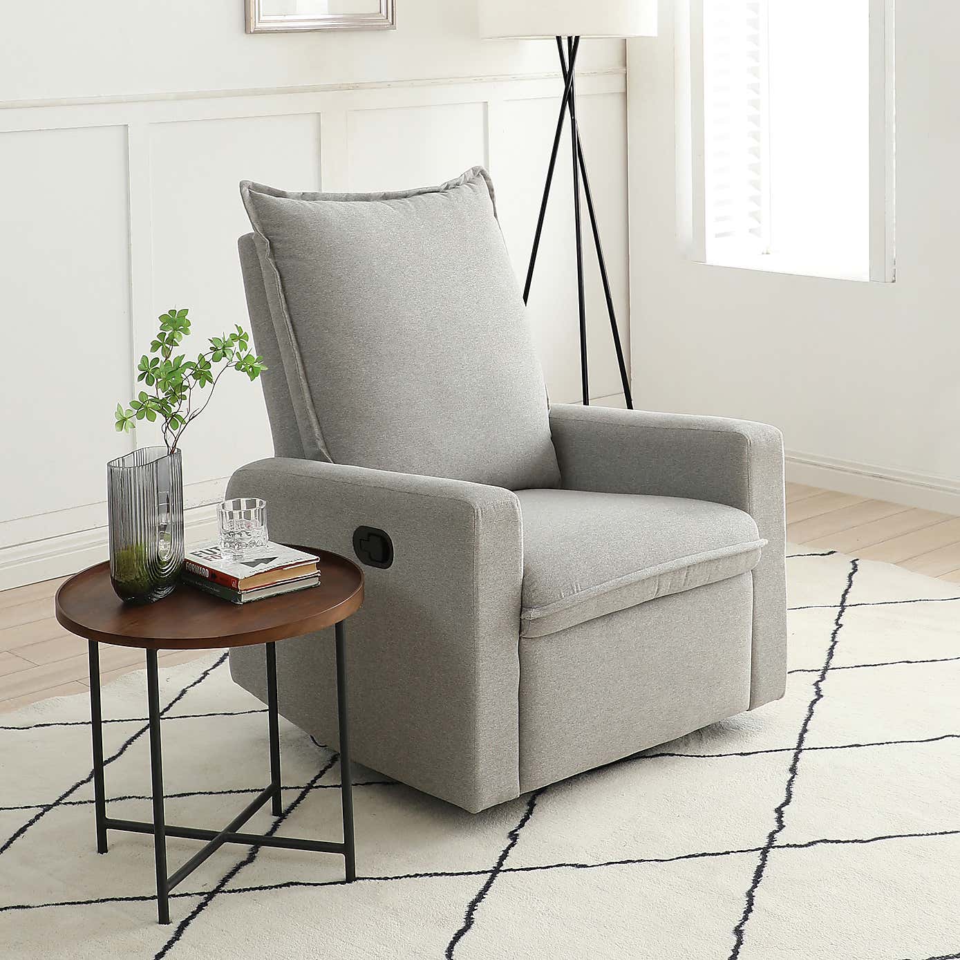 Avery Swivel Manual Recliner Chair, Natural
