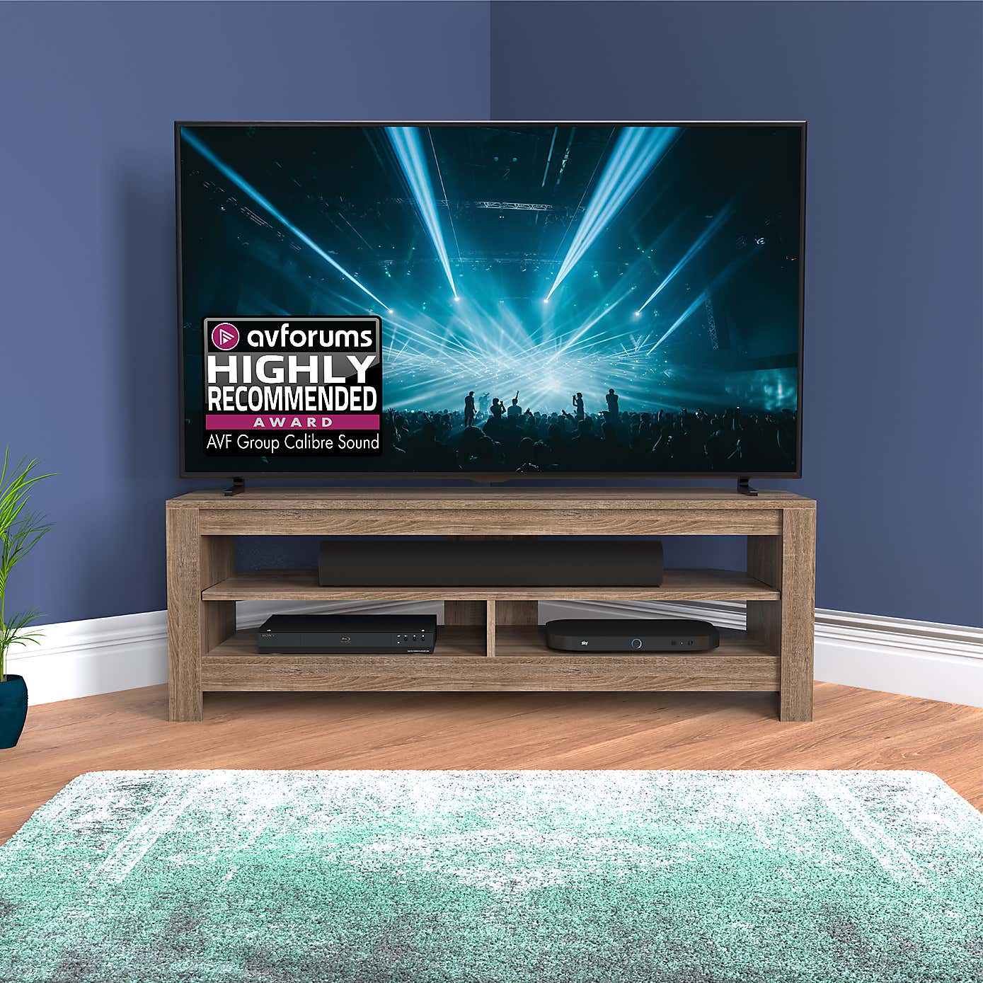 AVF Calibre Sound TV Unit for TVs up to 60" with Pull-Out Soundbar Shelf