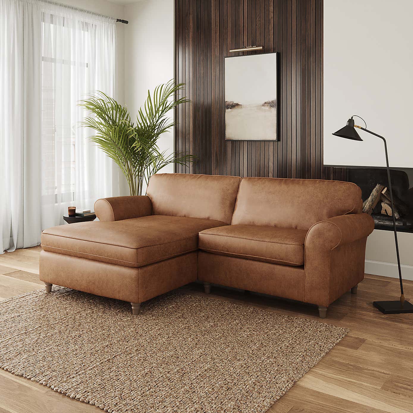 Flori Arizona Corner Chaise Sofa, Faux Leather