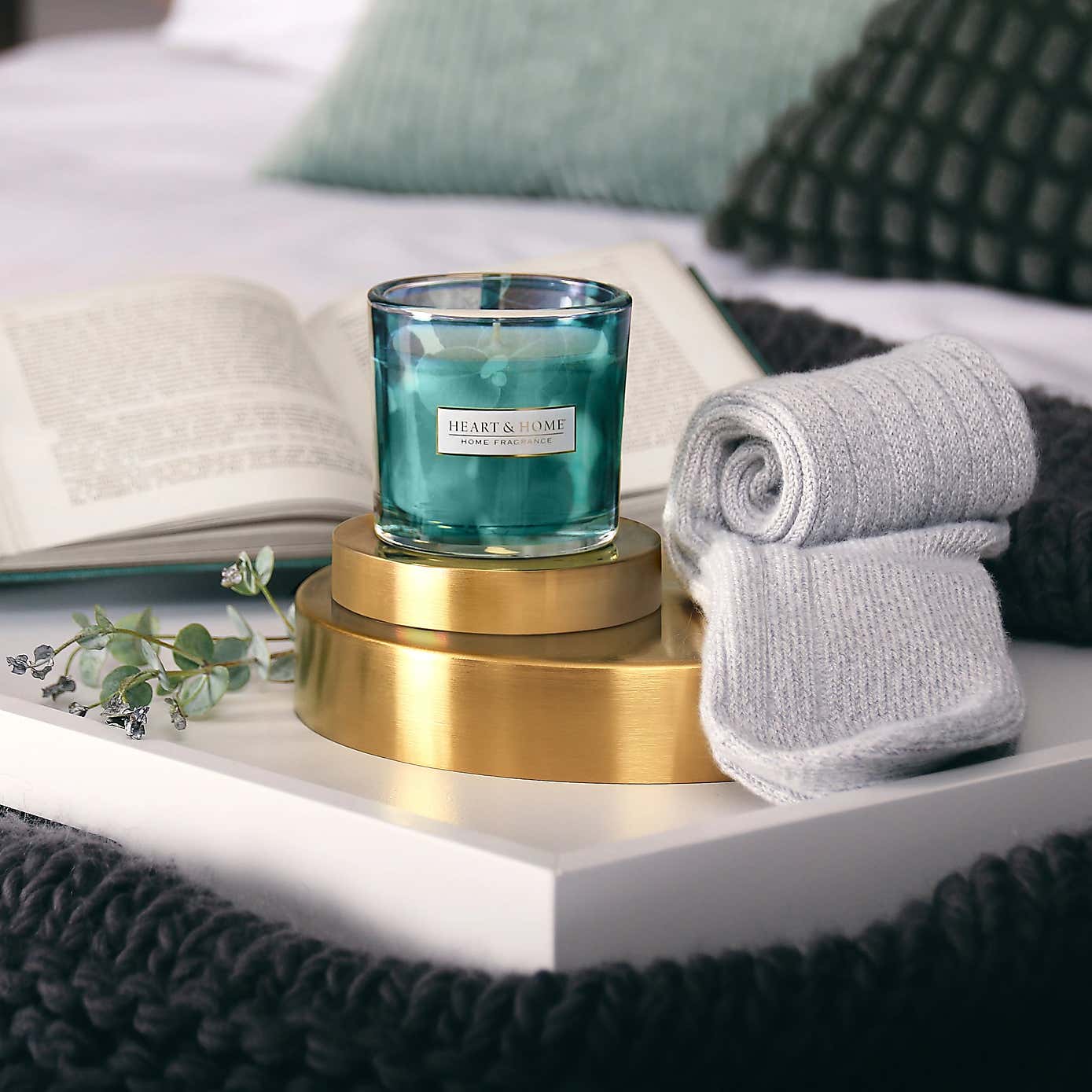 Heart & Home Tranquility Candle & Socks Gift Set