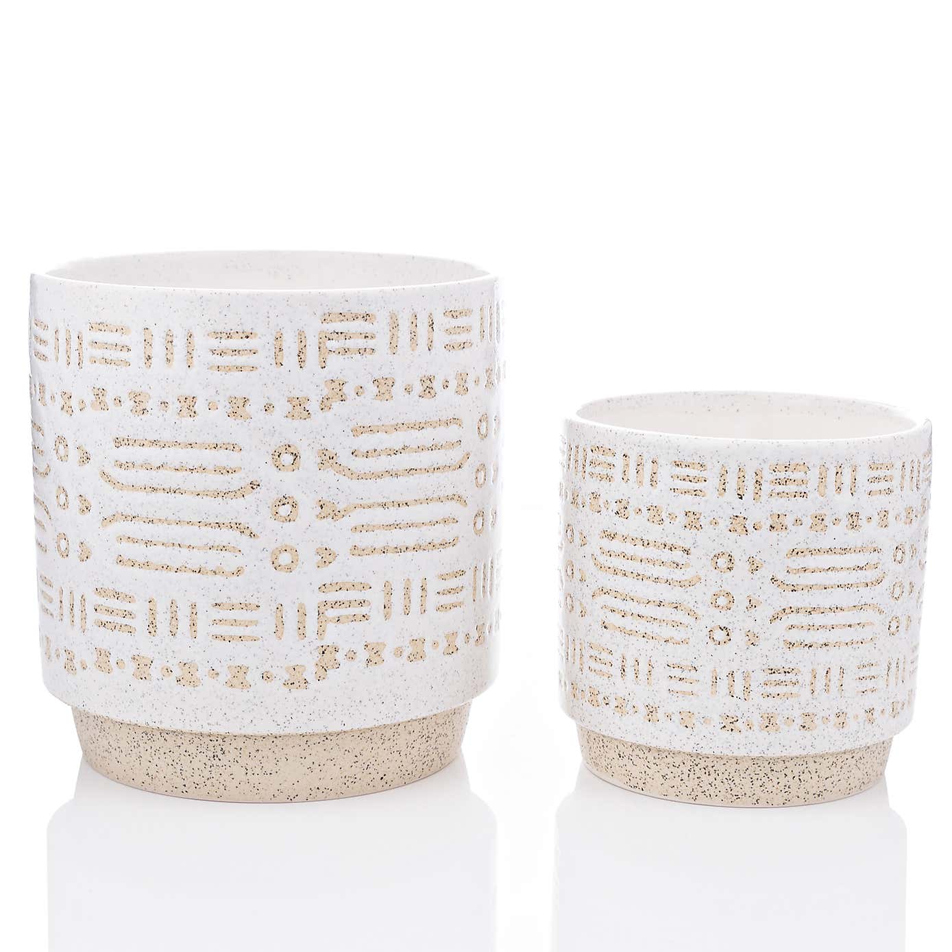 Hestia Set of 2 Textured Ceramic Plant Pots