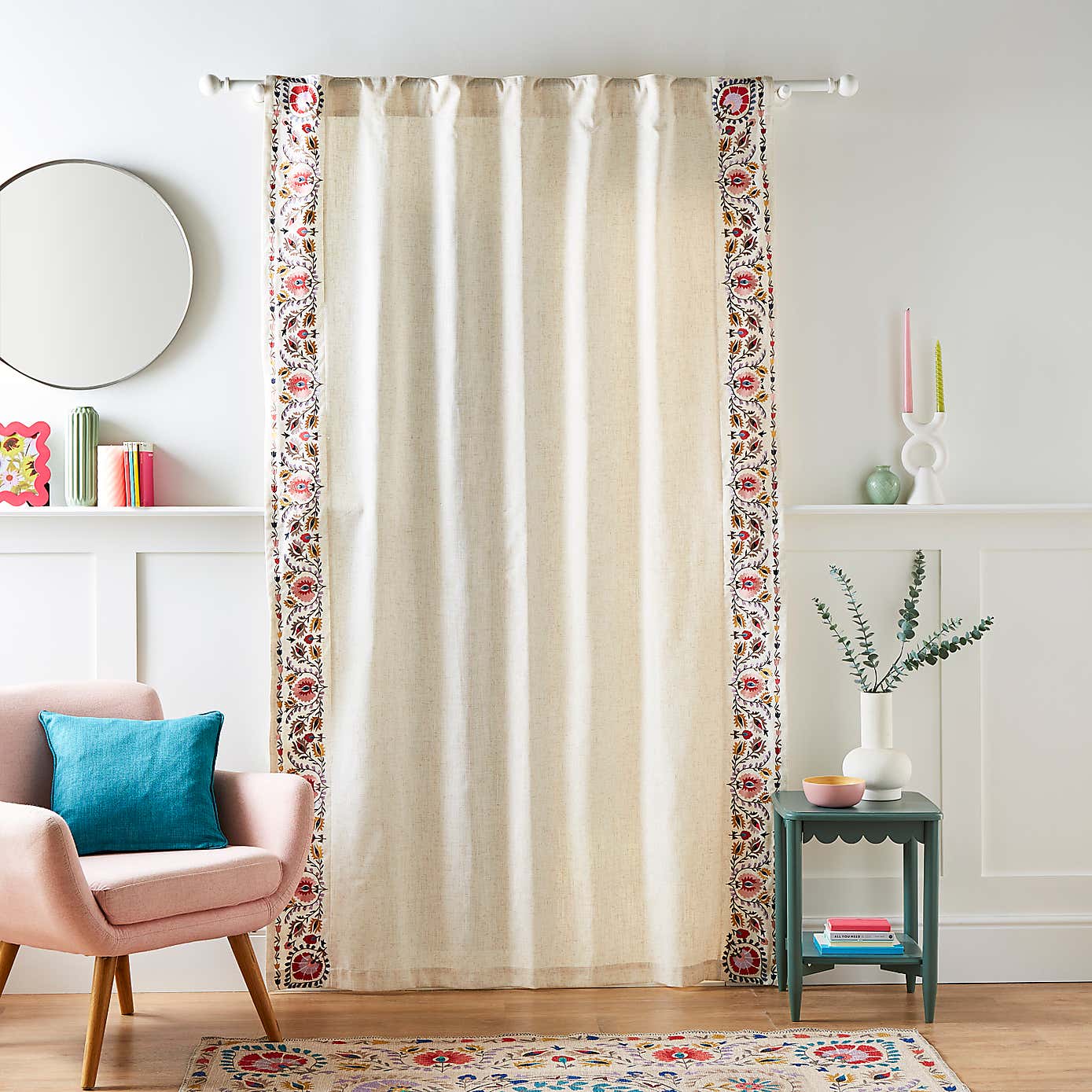 Hani Embroidered Hidden Tab Top Single Voile Panel