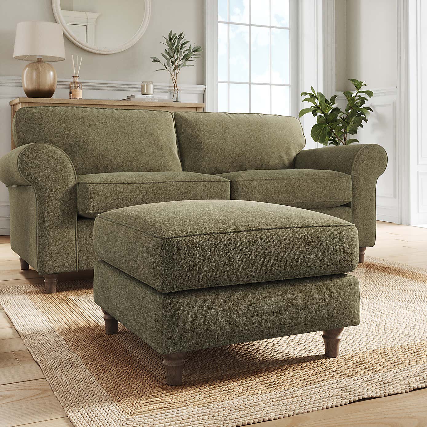 Flori Footstool, Soft Chenille