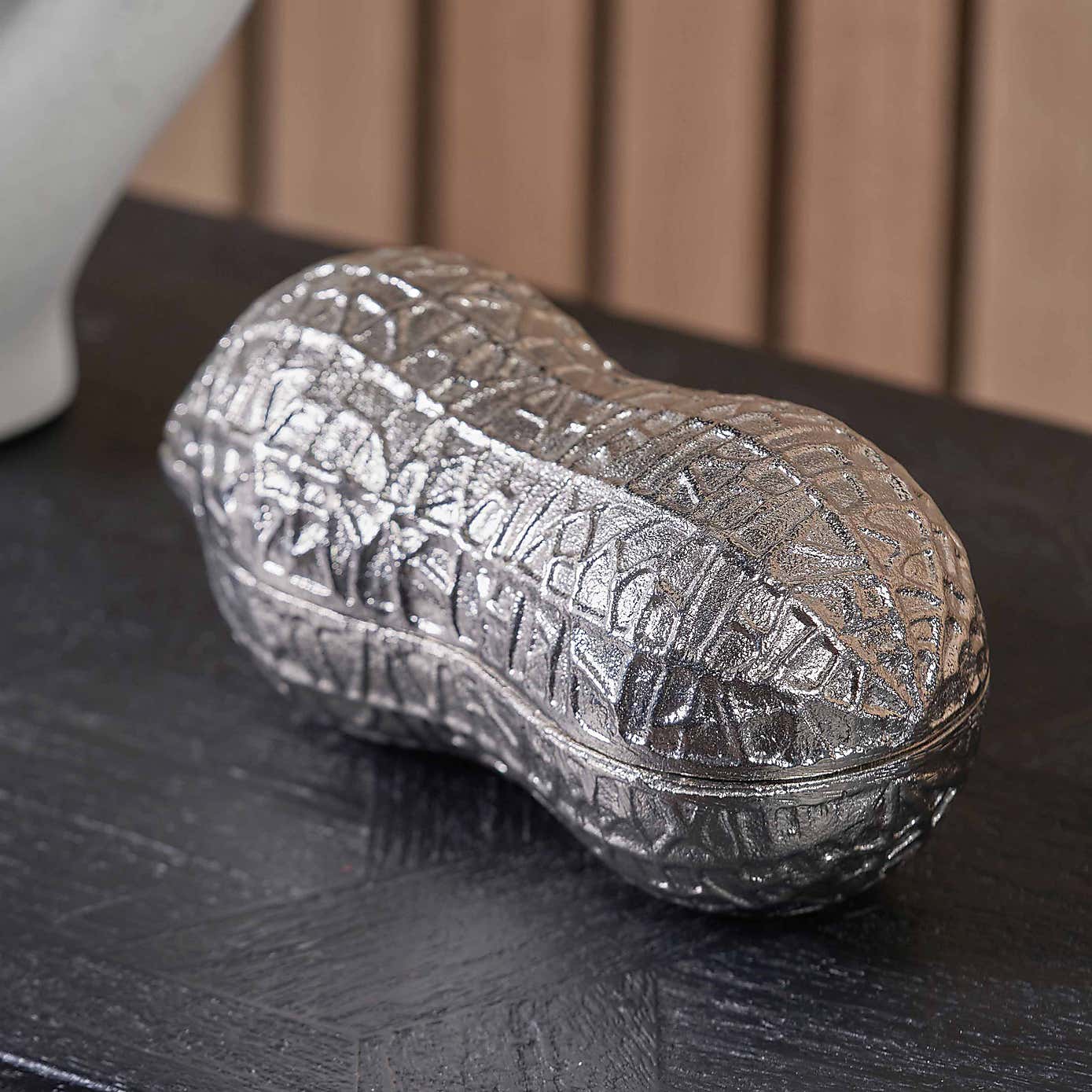 Metal Peanut Lidded Trinket Bowl