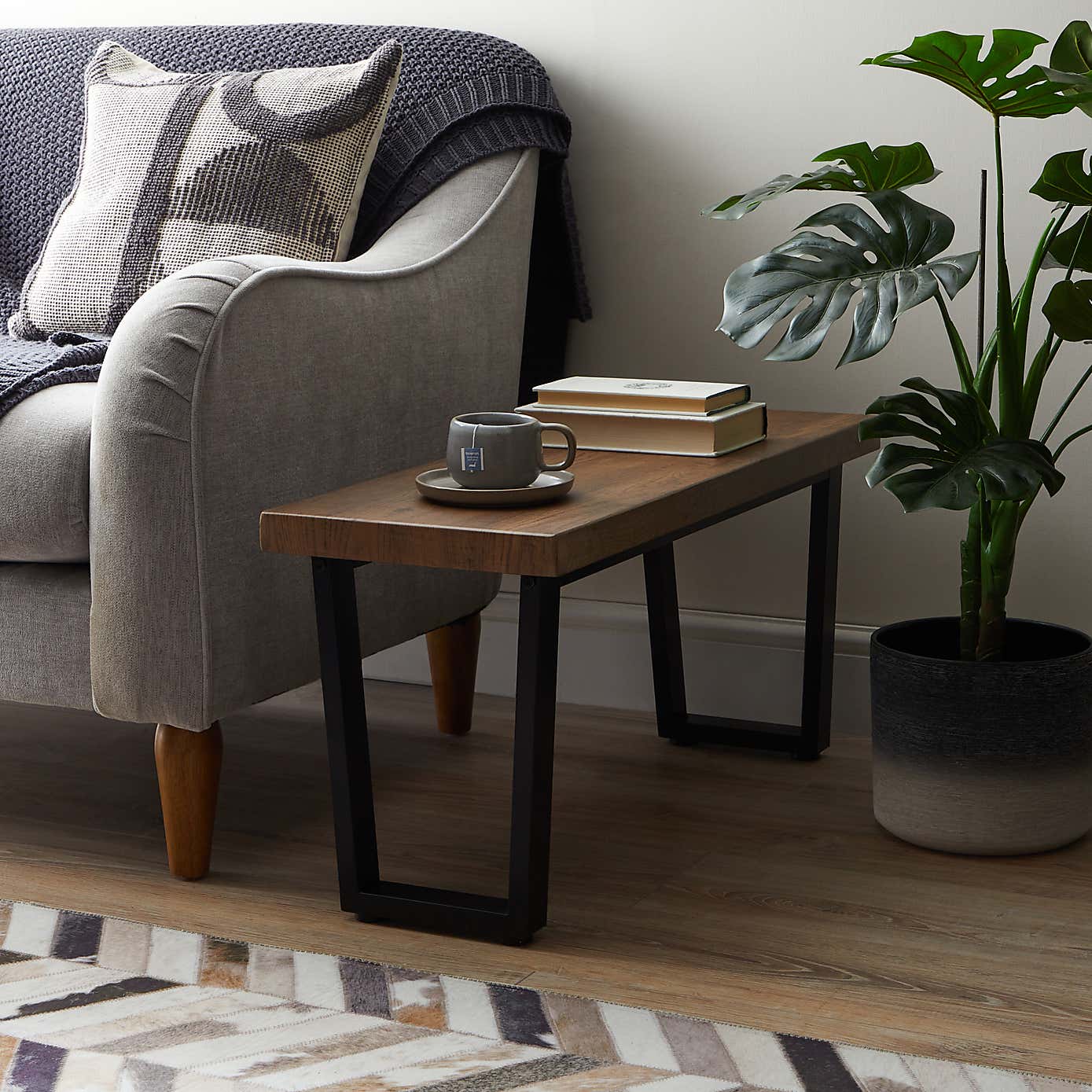 Freddie Rustic Wood Long Side Table