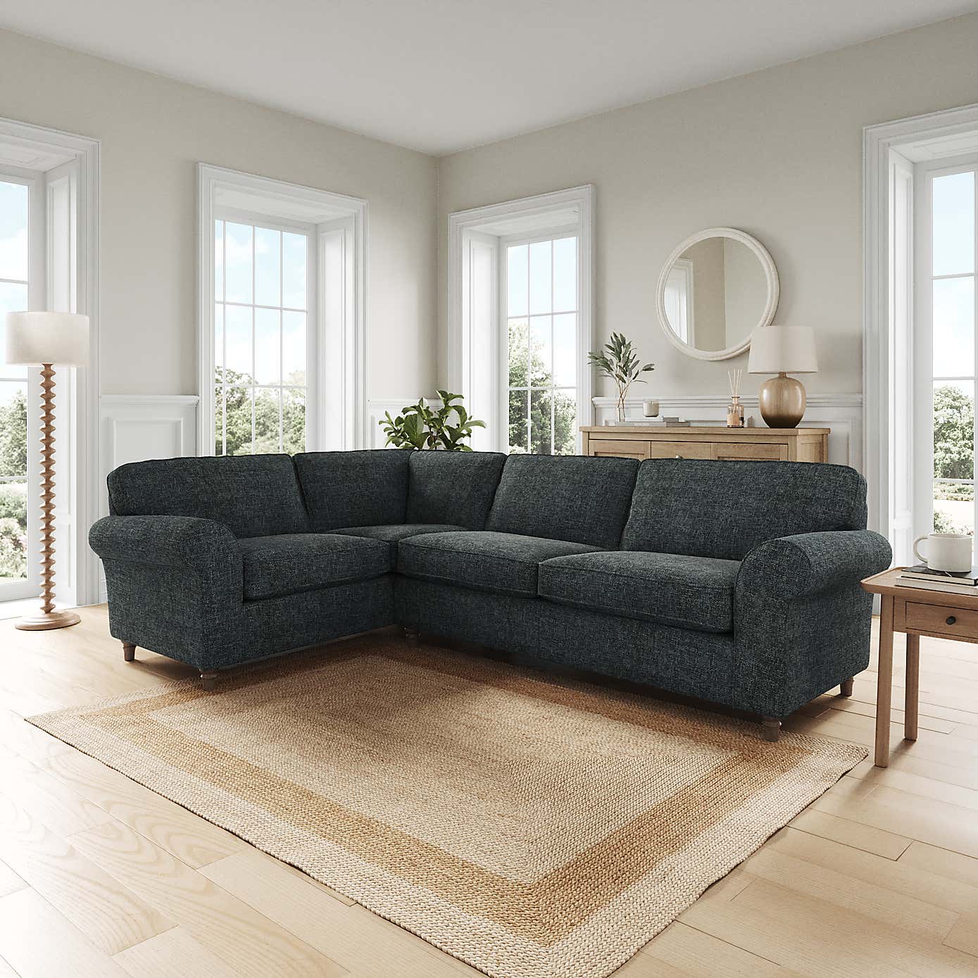 Flori Corner Sofa, Chunky Chenille