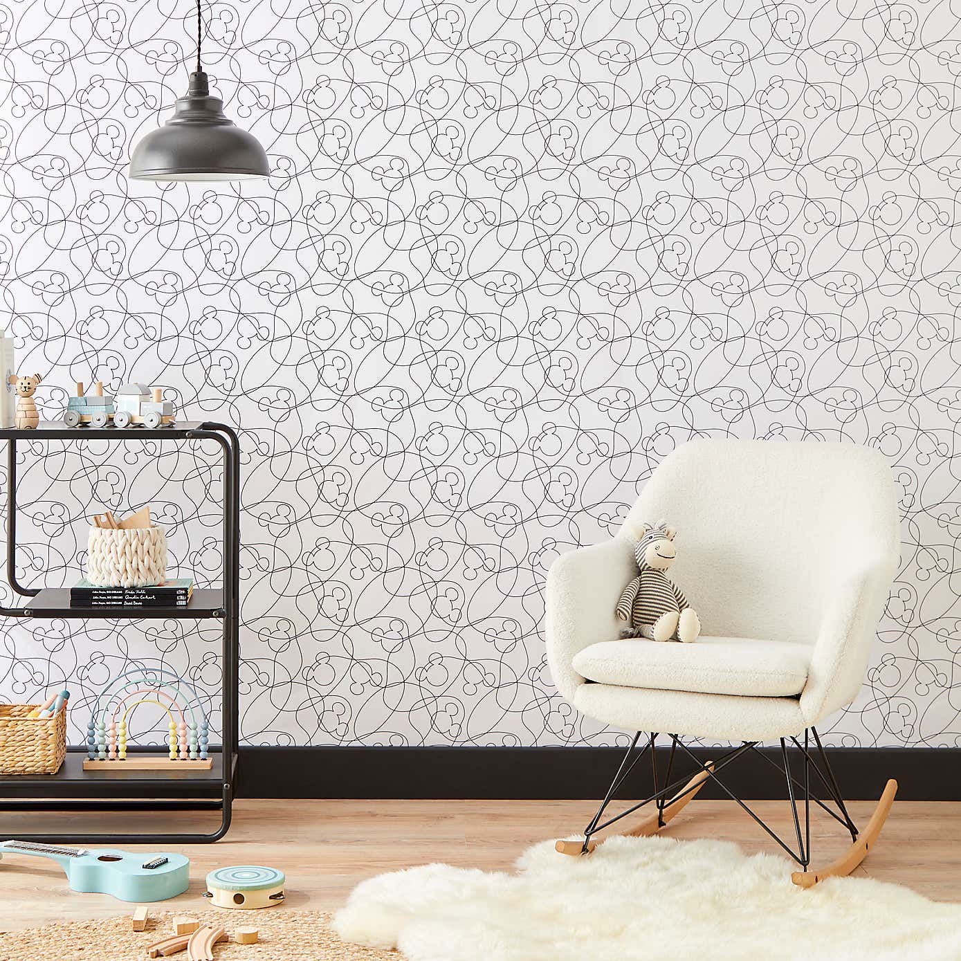 Mickey Mouse Linear Mono Wallpaper