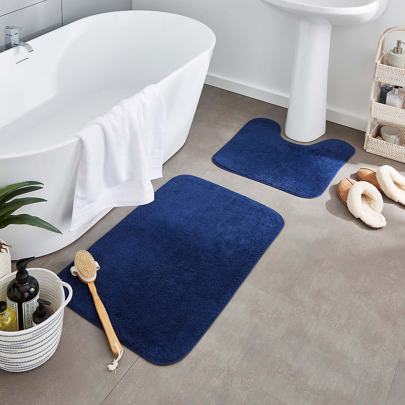 Cotton Anti-Slip Bath & Pedestal Mat Set
