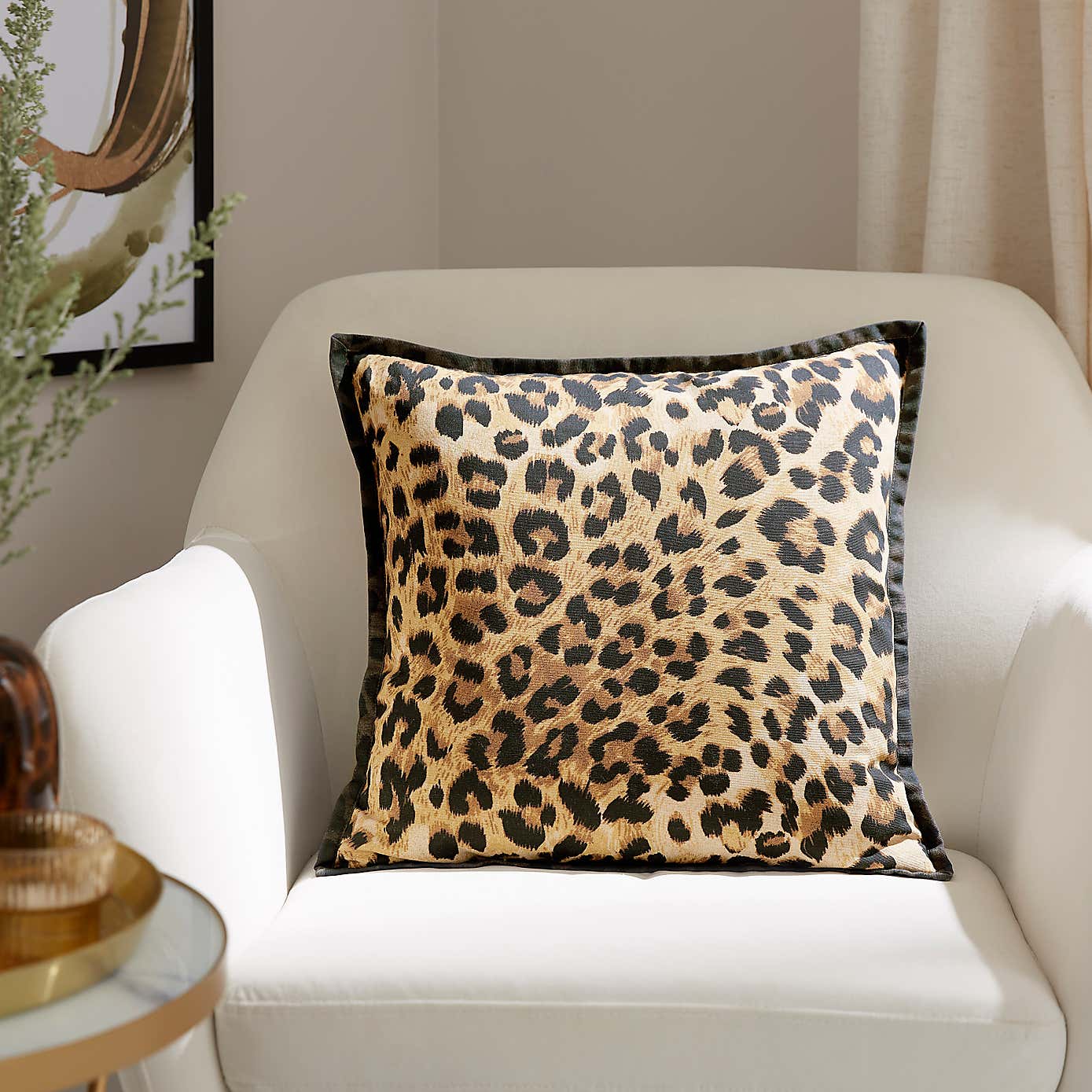 Leopard Print Square Cushion Cover