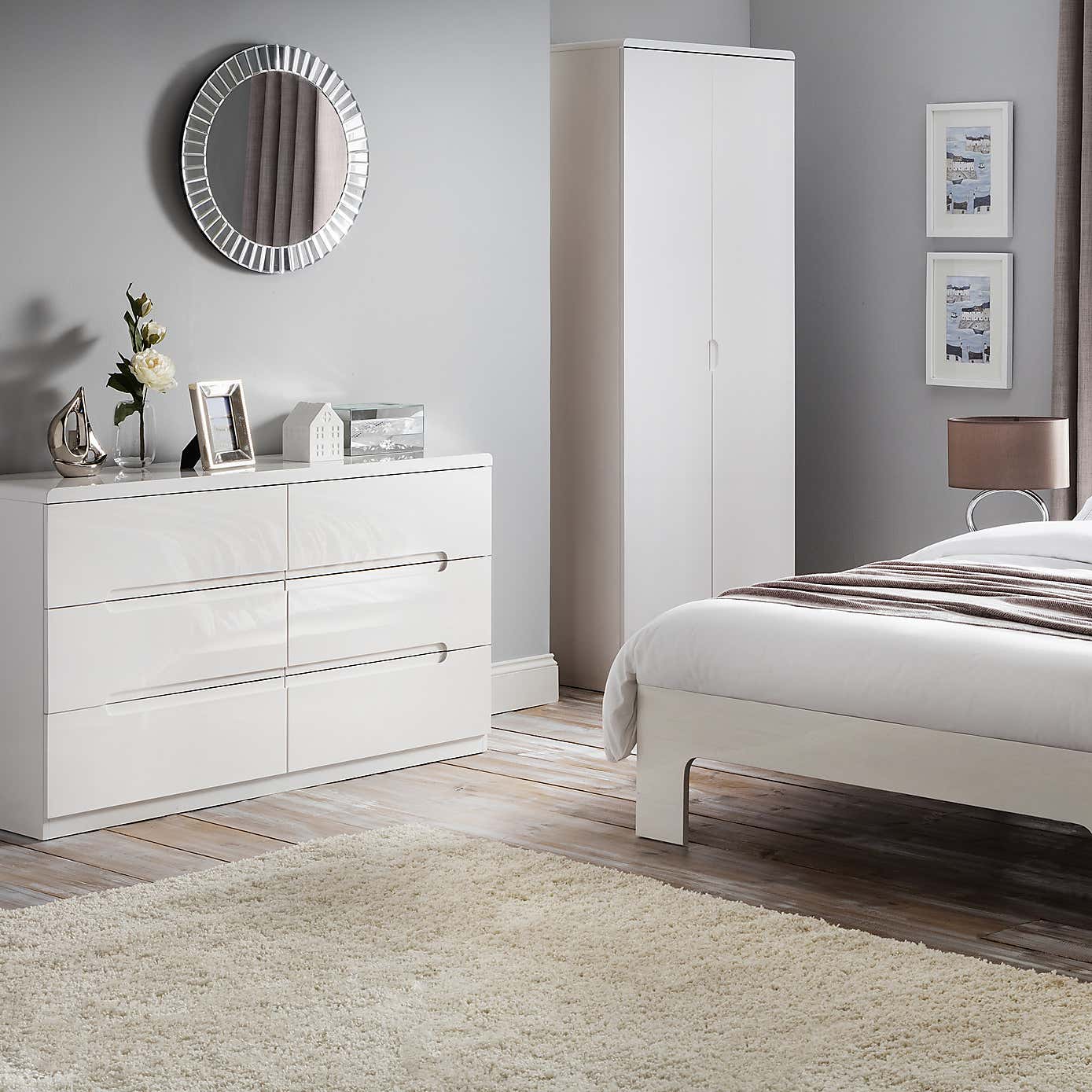Manhattan White Wide 6 Drawer Chest