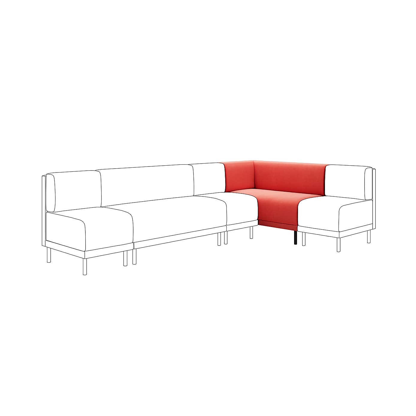 Mae Corner Dining Bench, Matte Plush Velvet