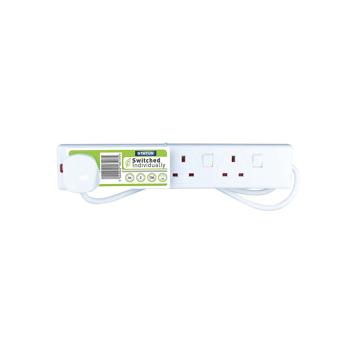 Status White 4-way 2 Metre Extension Socket