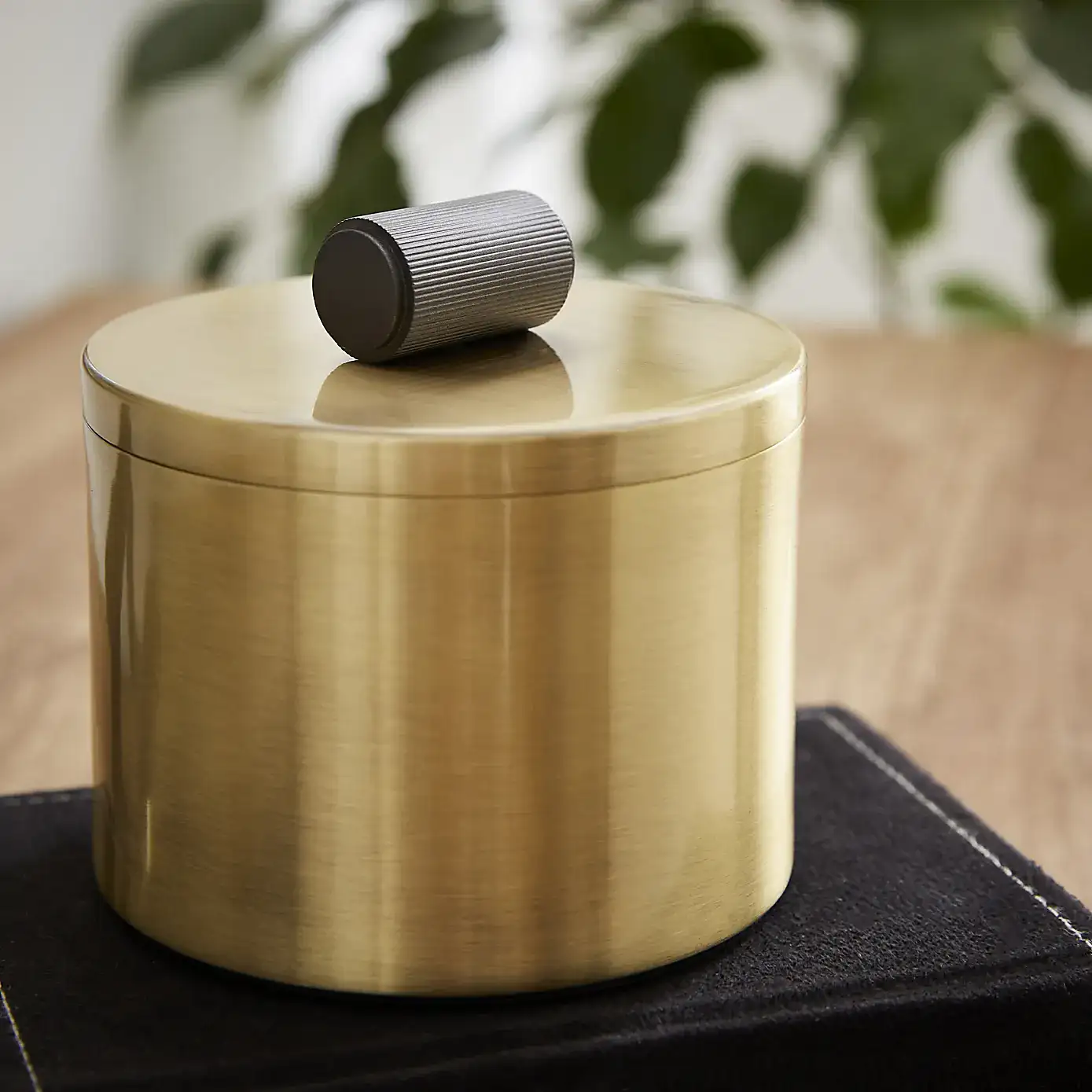 Industrial Brushed Gold Metal Trinket Jar