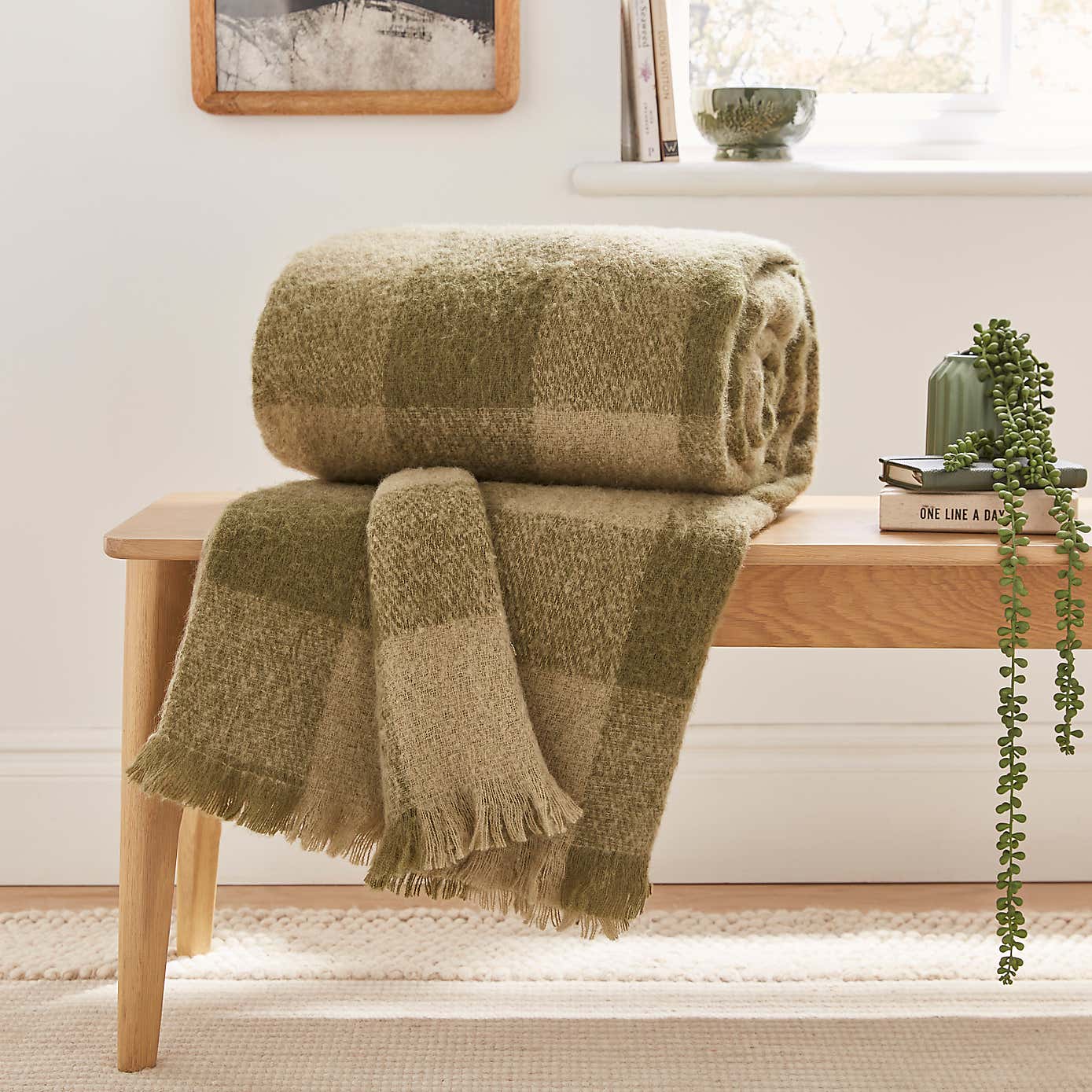 Cabin Check Faux Mohair Throw 235cm x 235cm