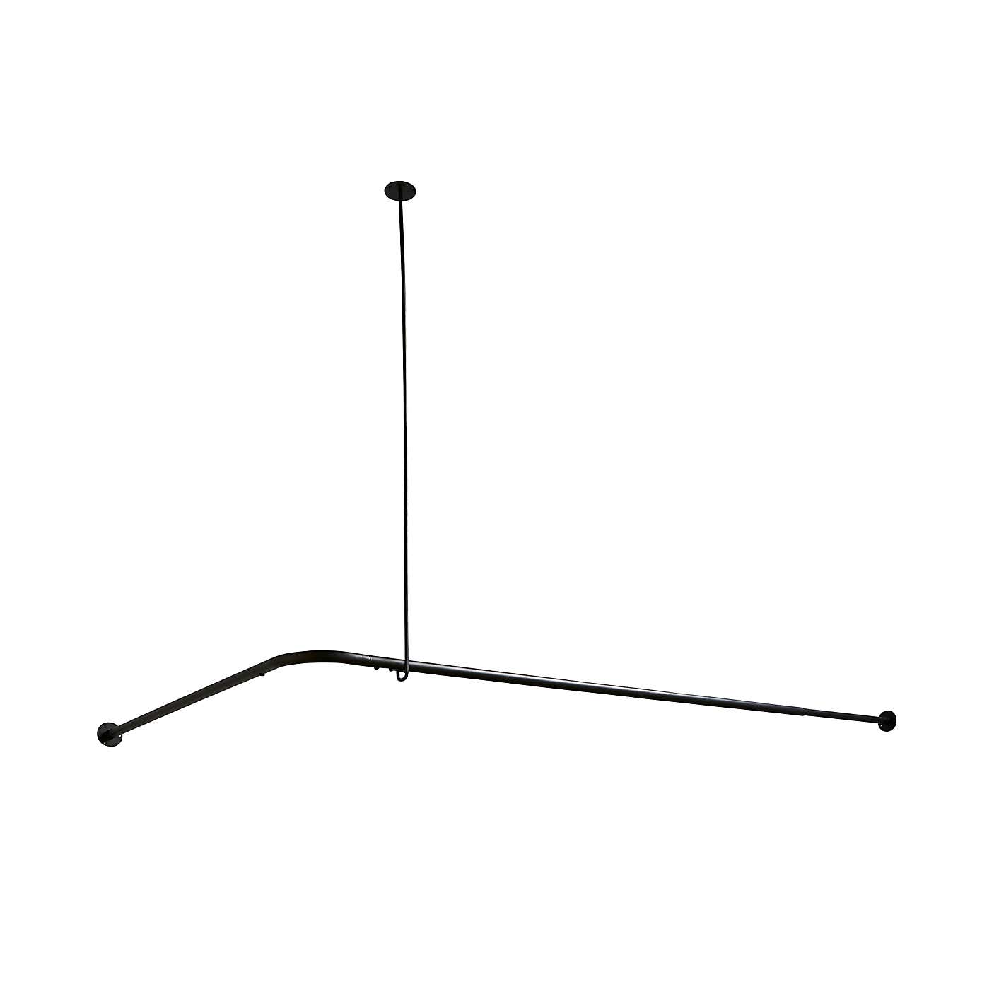 L Shape Expandable Black Shower Curtain Rail